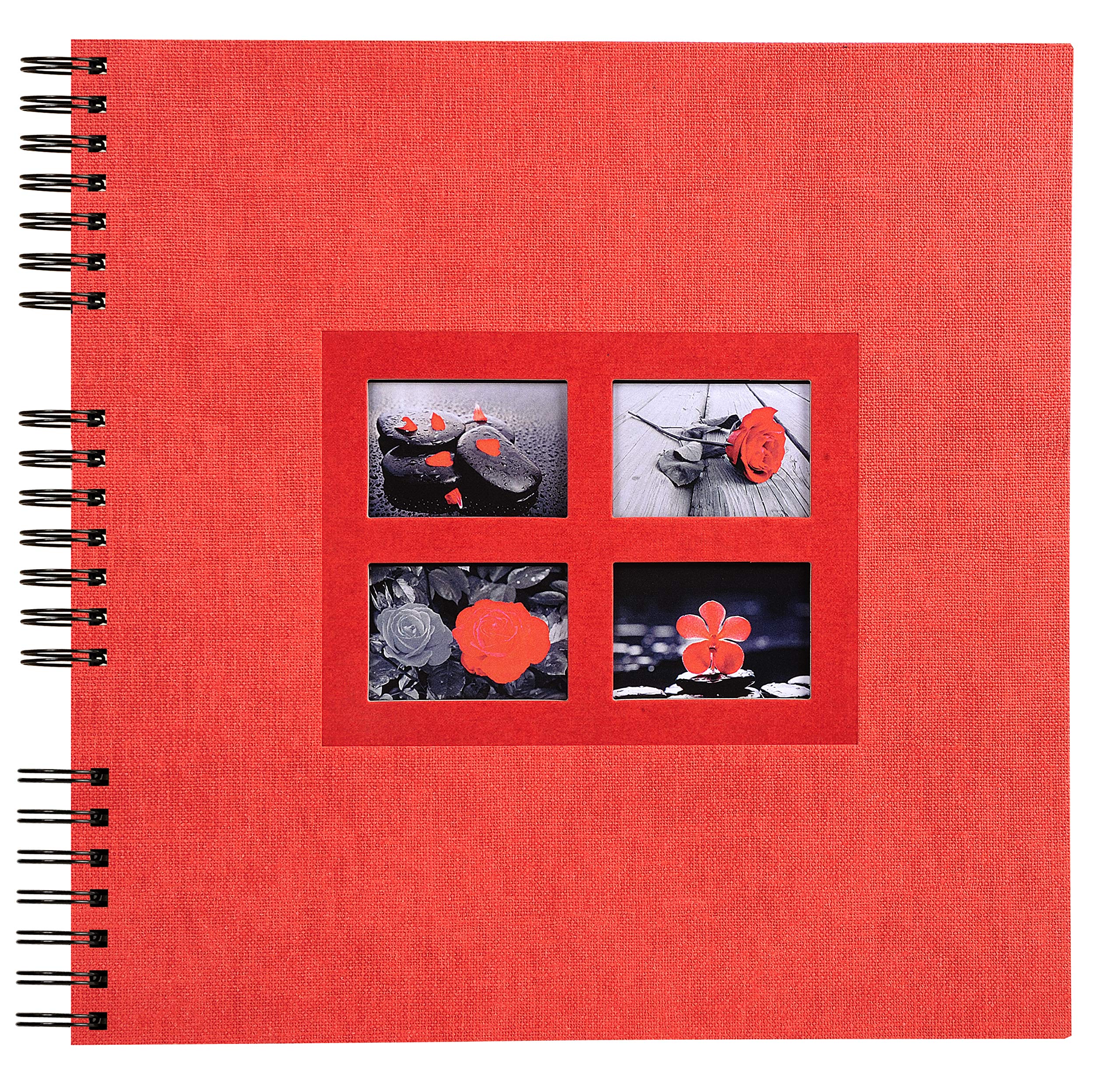 Exacompta - Réf. 16845E - Album Photos à Spirales Passion rouge - 360 photos - 60 Pages Noires - Format 32 x 32 cm - Album déco papier couverture effet bi-​matière rouge