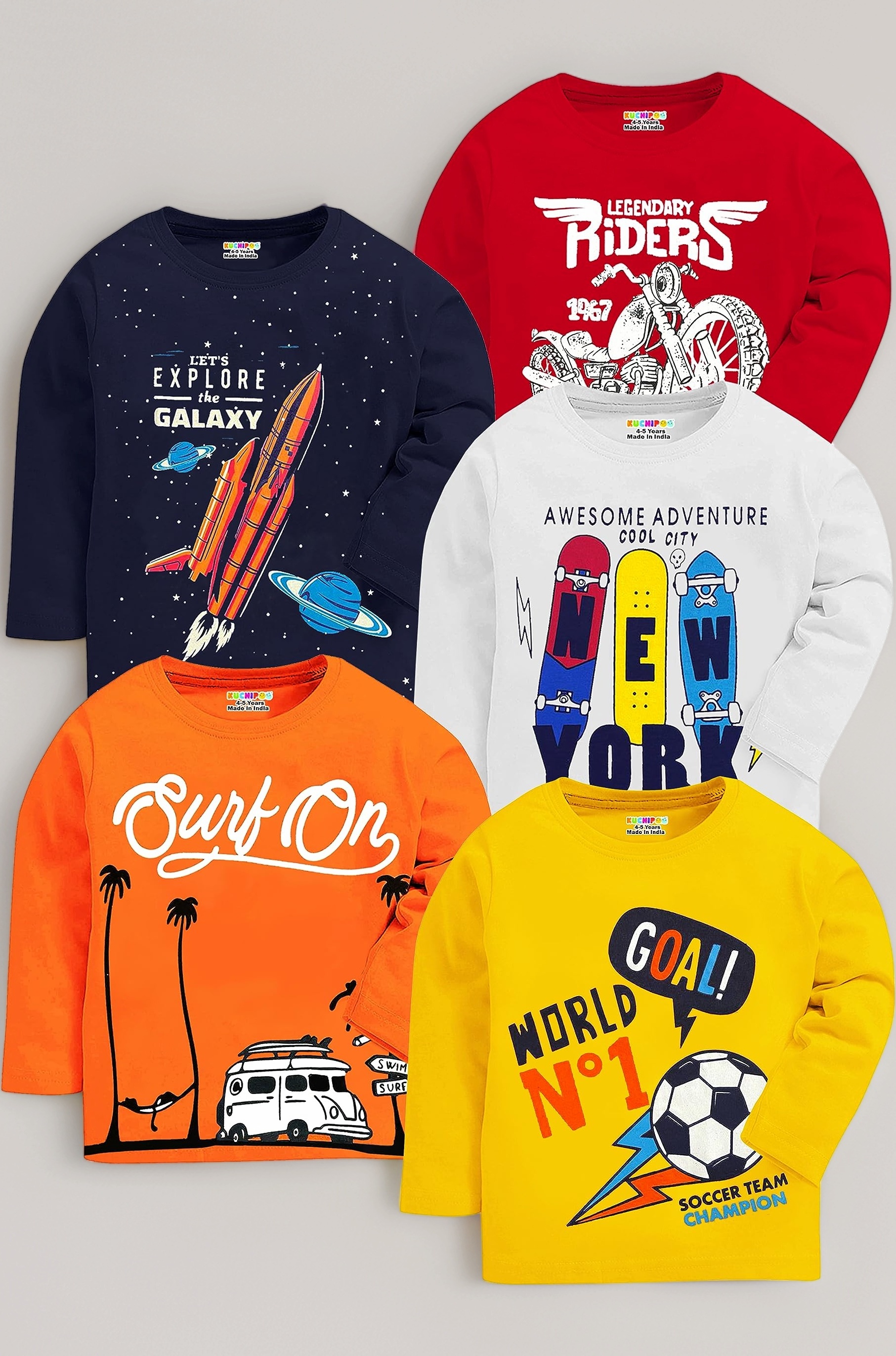 Boys Full Sleeves Regular Fit Cotton T-Shirts