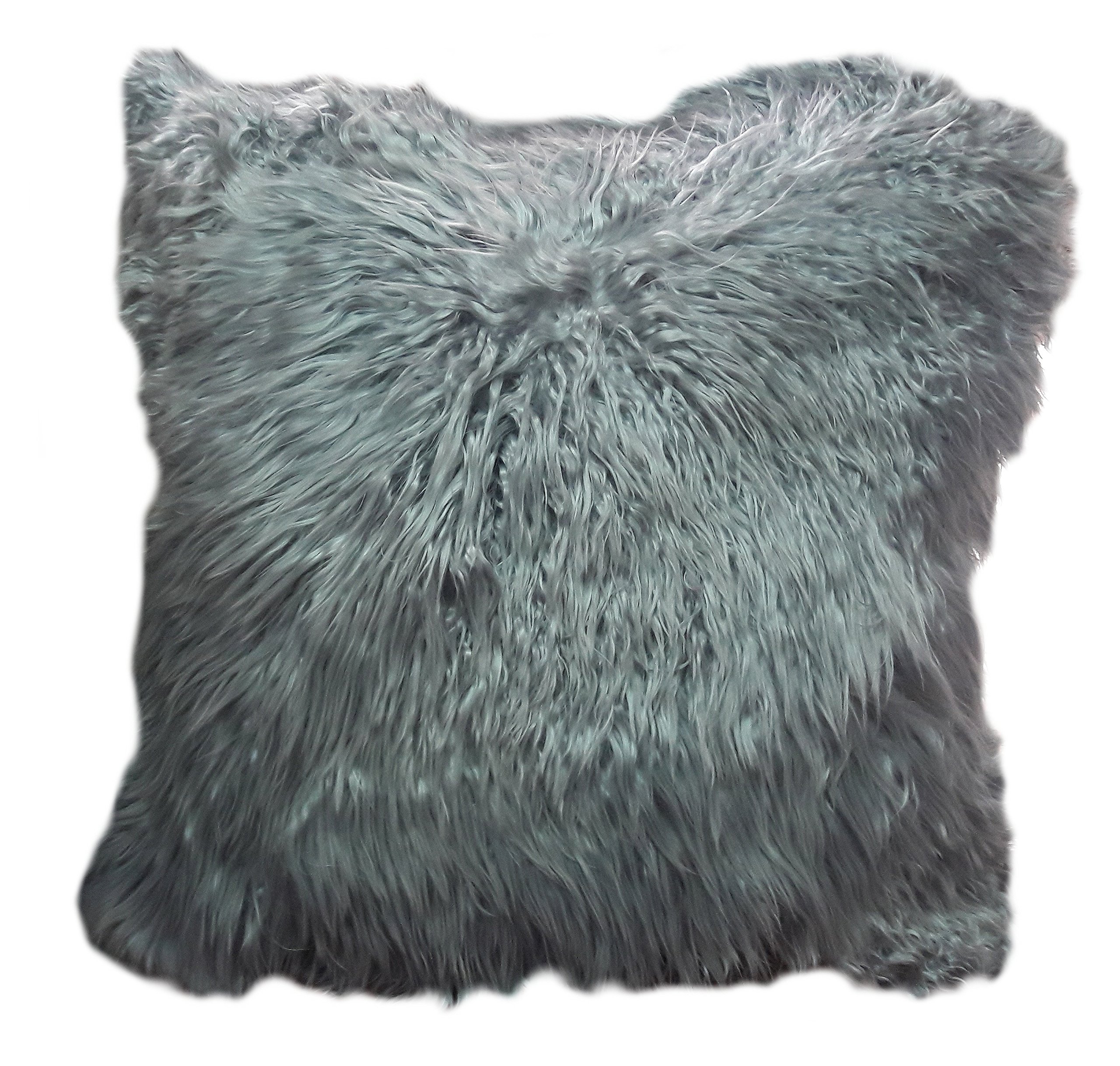 Housse de coussin en fourrure d'alpaga gris suri pour un salon chic et luxe