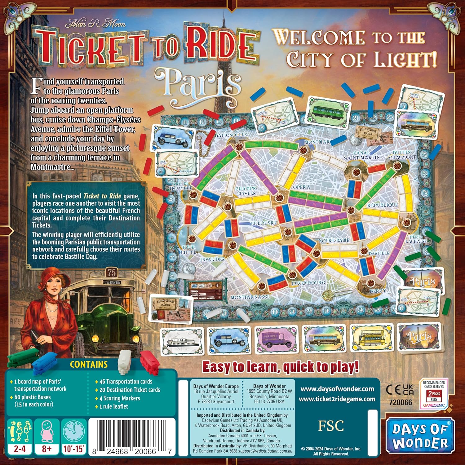 Asmodee Ticket to Ride Paris Board Game - Train Route-Building Strategy Game with Detailed Parisian Buses, Fun Family Game for Kids & Adults, Ages 8+, 2-4 Players, 10-15 Min Playtime