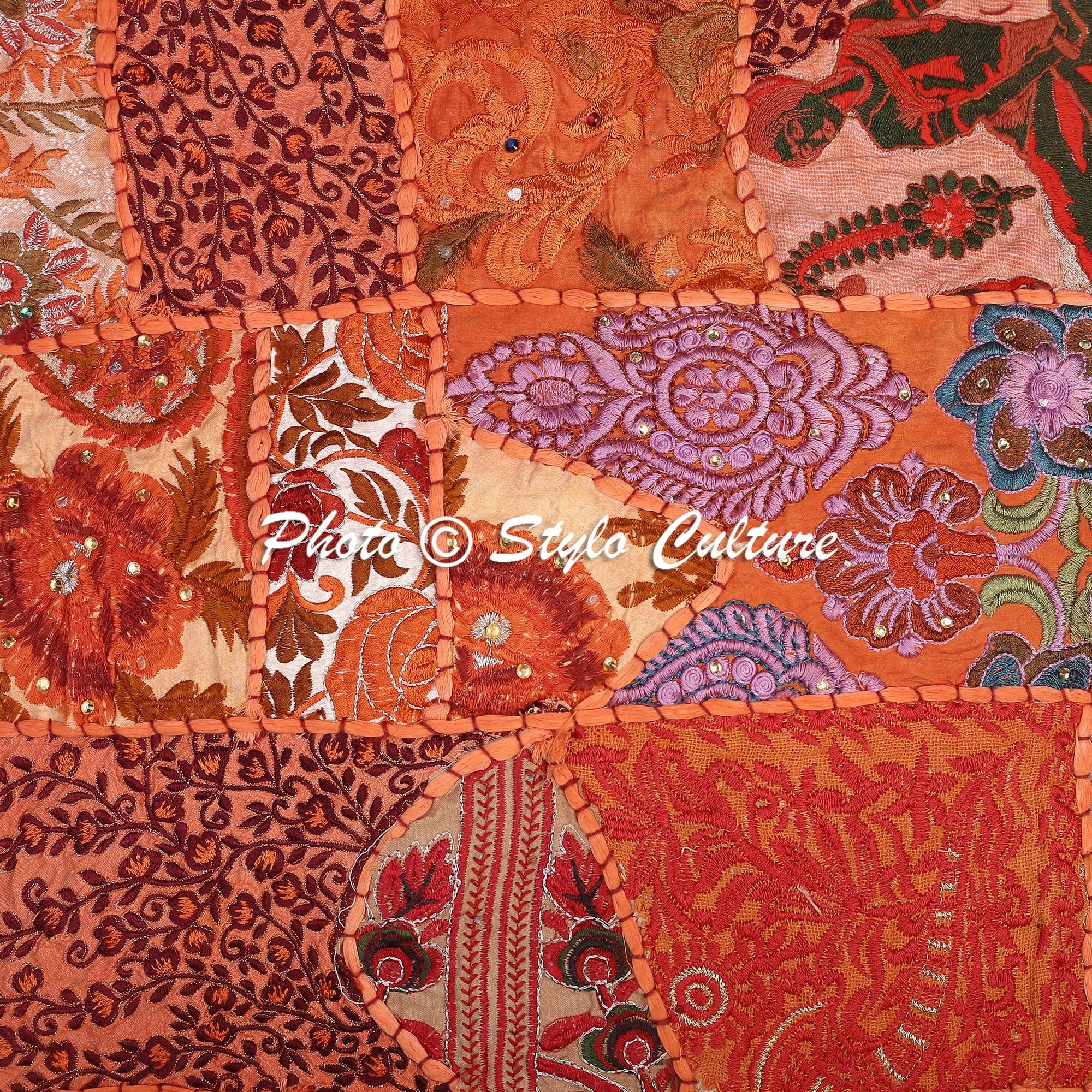 Stylo Culture Tradizionale Fodere Per Cuscini 60x60 cm Grandes Decorativi Divano Astratto Patchwork Vintage Arancia Quadrato Chiusura Della Busta 24x24 pollici Copricuscini Letto - 1 pz