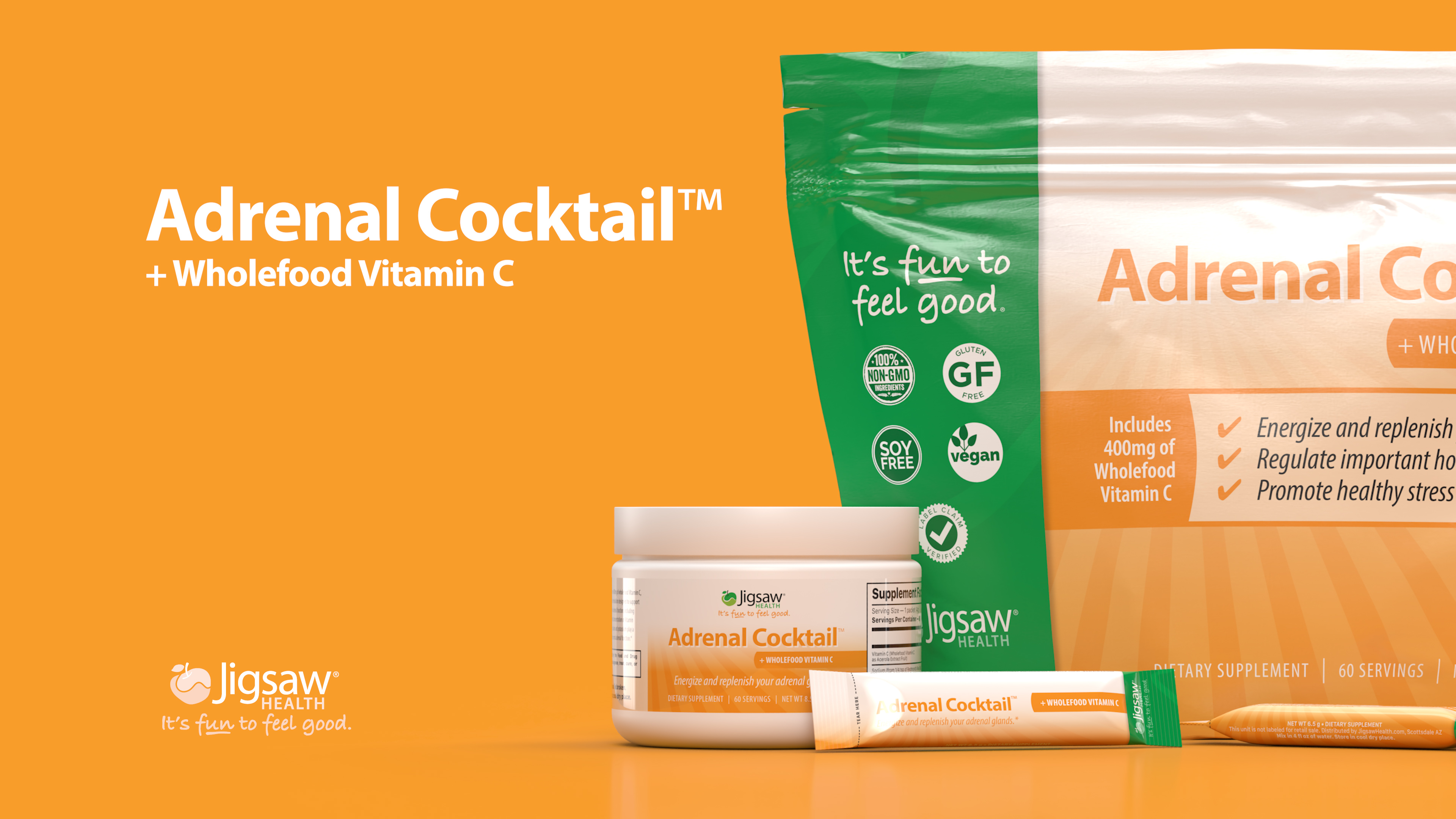 Jigsaw Health Adrenal Cocktail with WholeFood Vitamin C, 360 Capsules