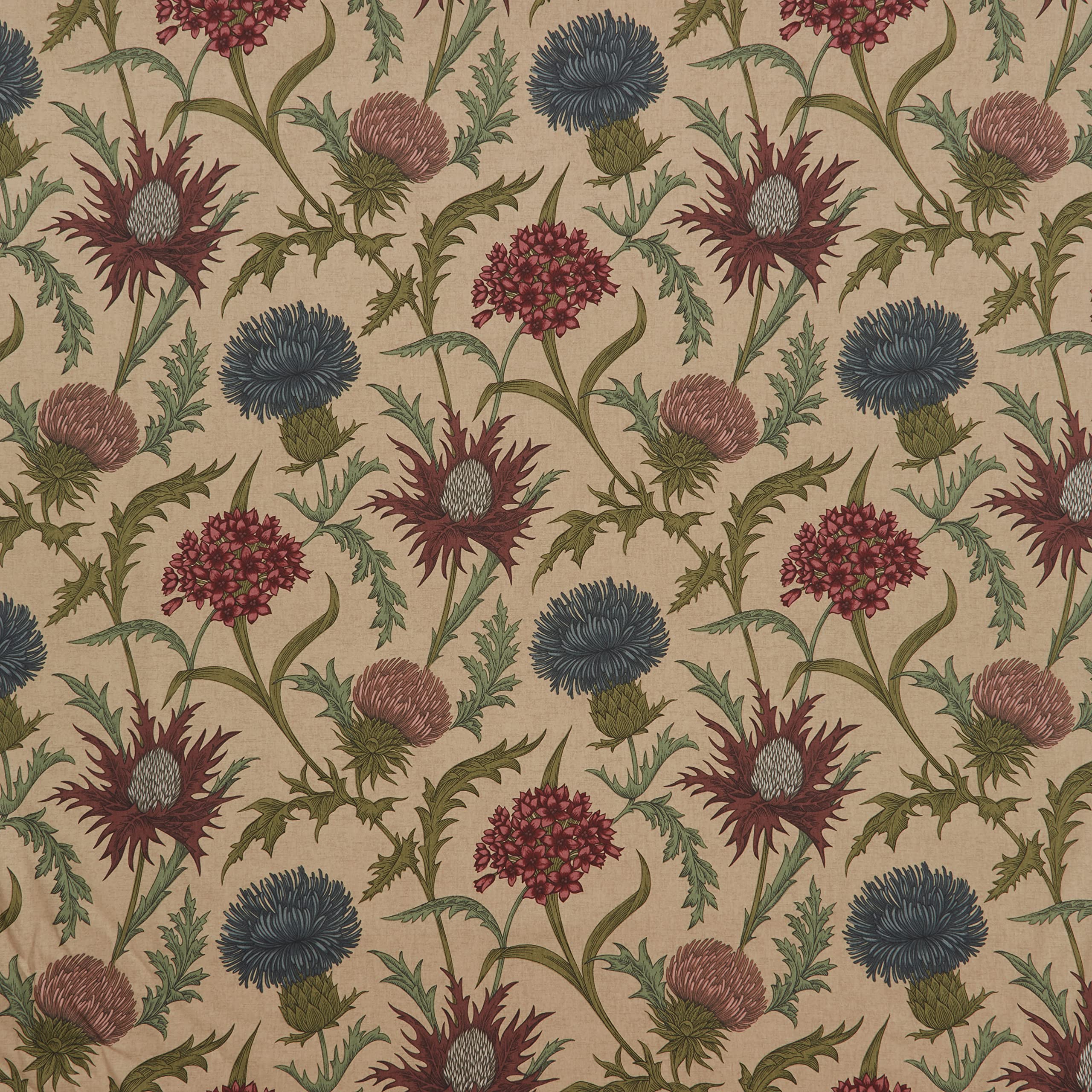Scottish Thistle 100% Cotton Curtain Upholstery Cushion Roman Blind Fabric - Foxglove - Per Full Metre