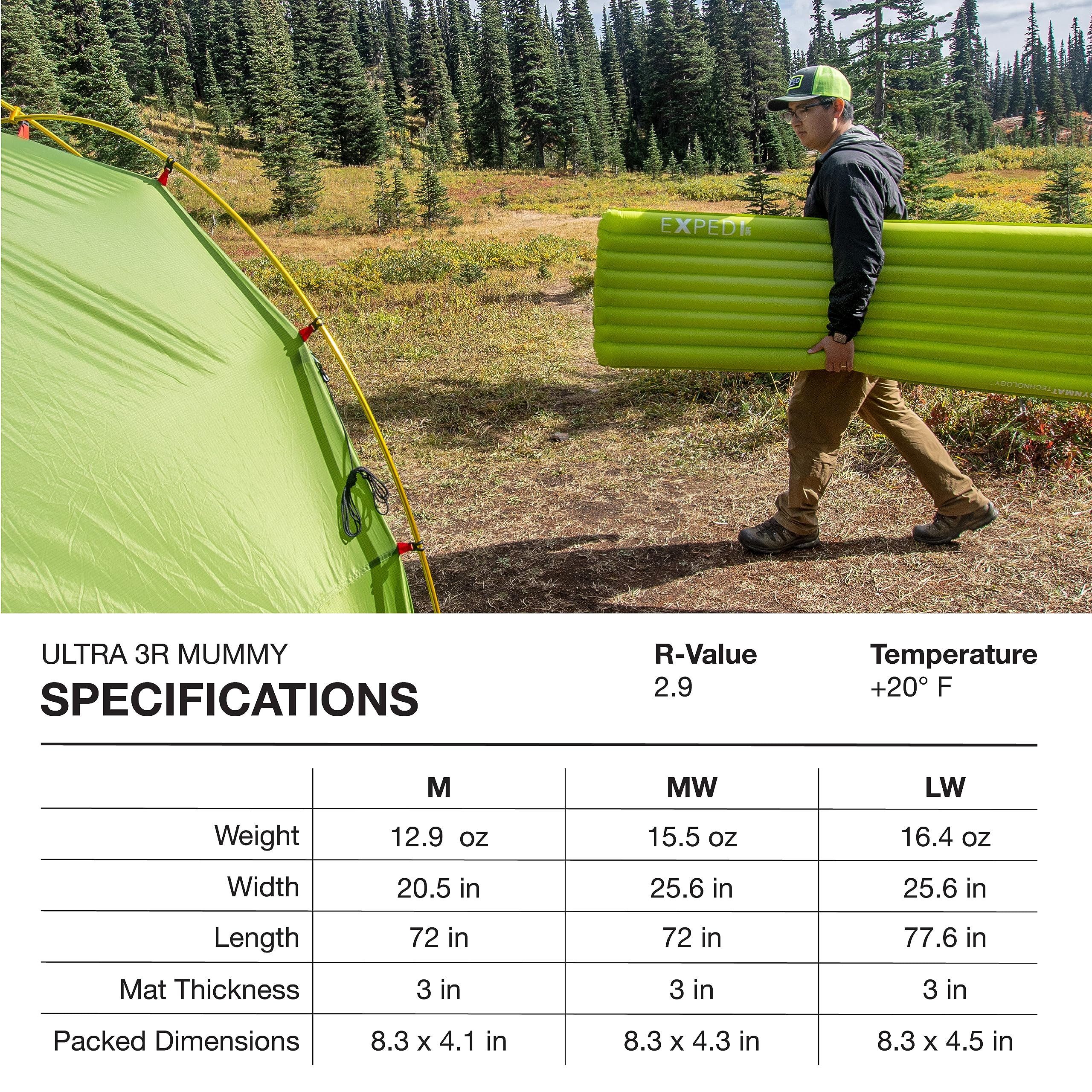 Exped Ultra 3r M Mummy Green - Comfortable Lightweight