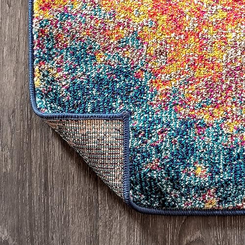 Miniatura 6 de JONATHAN Y Alfombra abstracta moderna para interiores, color cremaazul, 3 x 5, contemporánea POP, transicional, fácil limpieza para sala de estar,