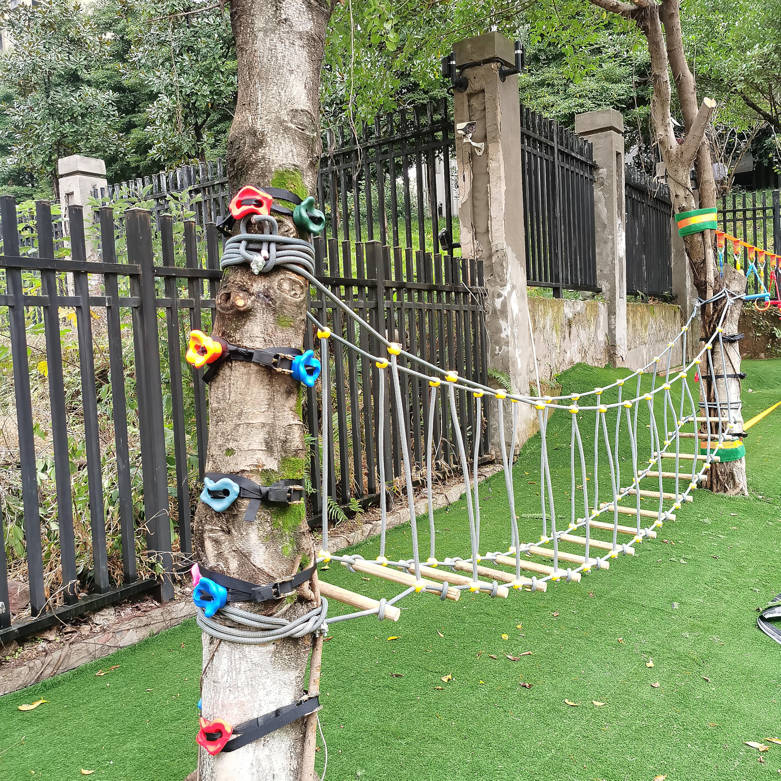 Puente de cuerda para niños al aire libre, 6 m, puente tambaleante, accesorio para casa de árbol, puente colgante para niños para marco de escalada, juegos parcours, tirolina, torre deslizante, torre