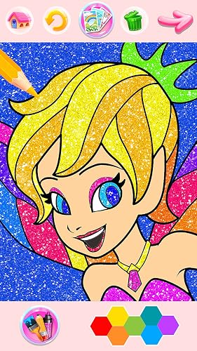 Rainbow Glitter Coloring Book - Unicorn Artist Crayons Pencils & Glitter Pens - Thumbnail 5