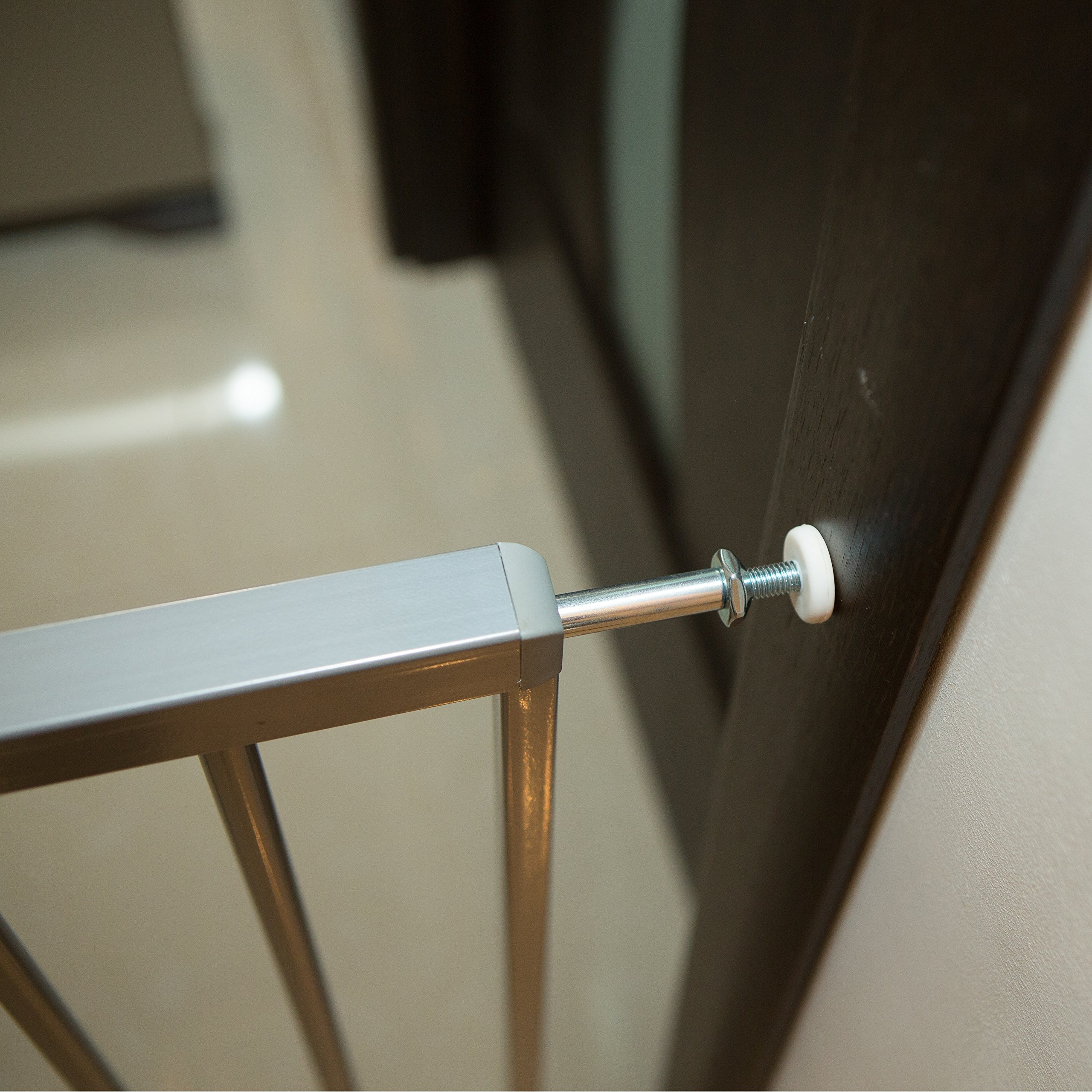 Cancelletto di sicurezza Lola 73-82,5cm, in legno e metallo, grigio (allungabile fino a 138,5cm)