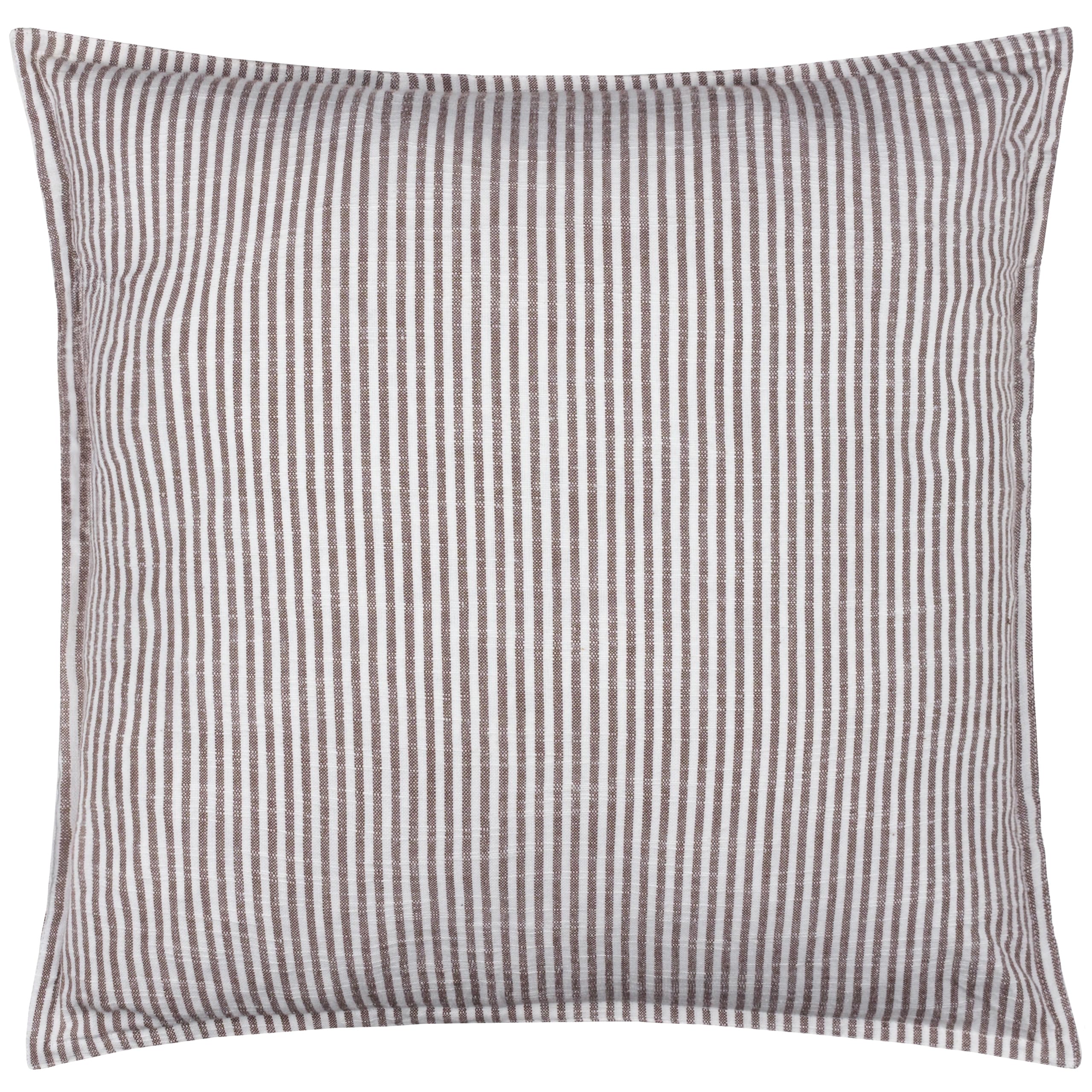 Yard furn Truro Striped Cushion Cover – Classic Stripe 100% Cotton Slub Texture Oxford Edge Decorative Case (Chocolate – 45x45cm) — image 1