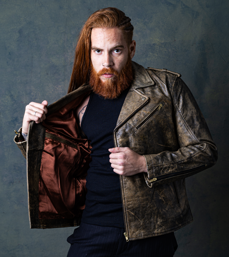 Harry Silver Leather Jacket man - Natural Rustic - Cowhide