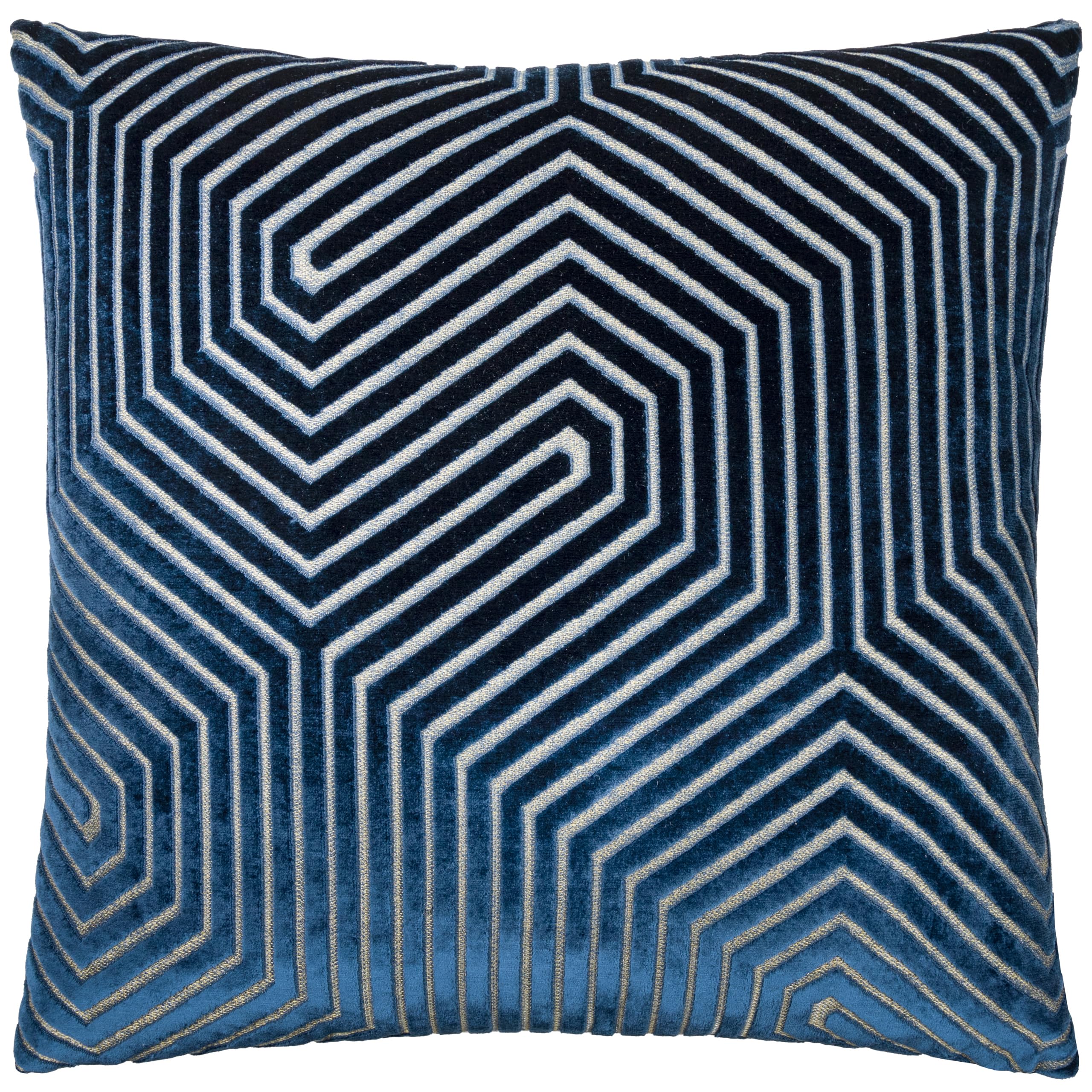 Paoletti Evoke Samt-Kissenbezug – Luxuriöser dekorativer quadratischer Kissenbezug mit Chevron-Muster (Marineblau – 55x55cm), Marine