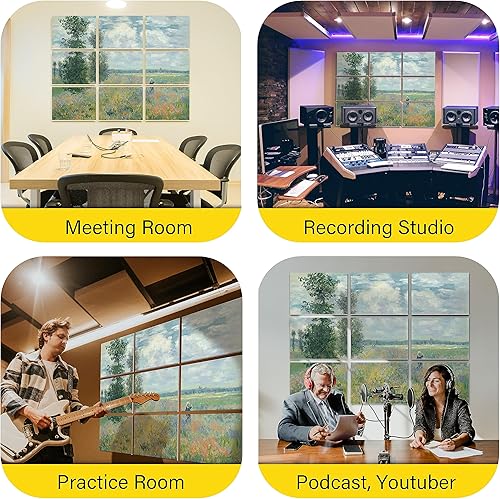 Miniatura 8 de PINWELIFE Paneles acústicos para arte de pared, paneles absorbentes a prueba de sonido, para el hogar y la oficina, amortiguadores decorativos