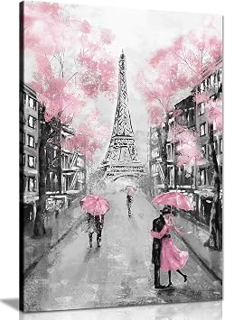 Panther Print, Canvas Wall Art, Framed Prints for Living Room and Bedroom, Pink, Black & White Paris Pictures for Wall, Print for Special Occasions 12x8 Inch