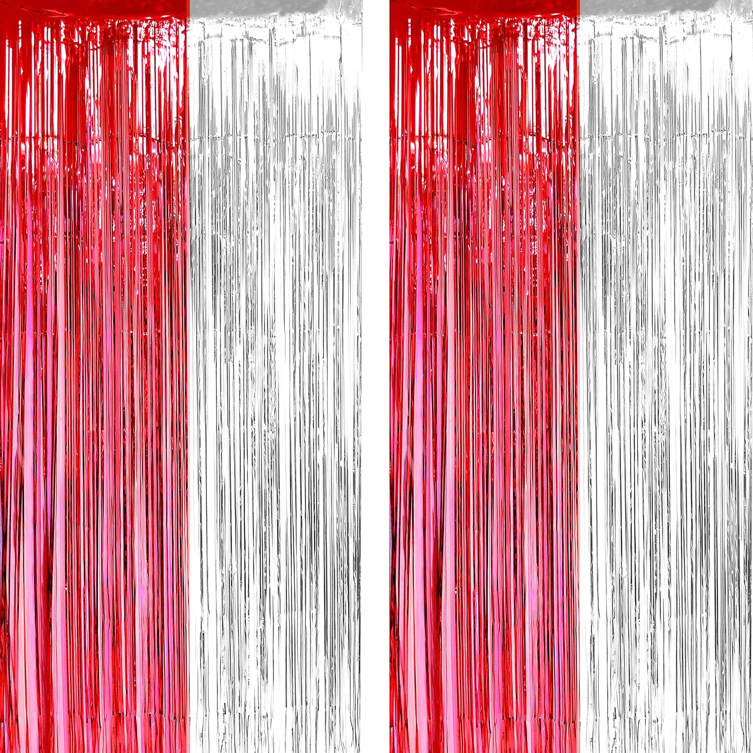 Red White Party Tinsel Foil Fringe Curtains Circus