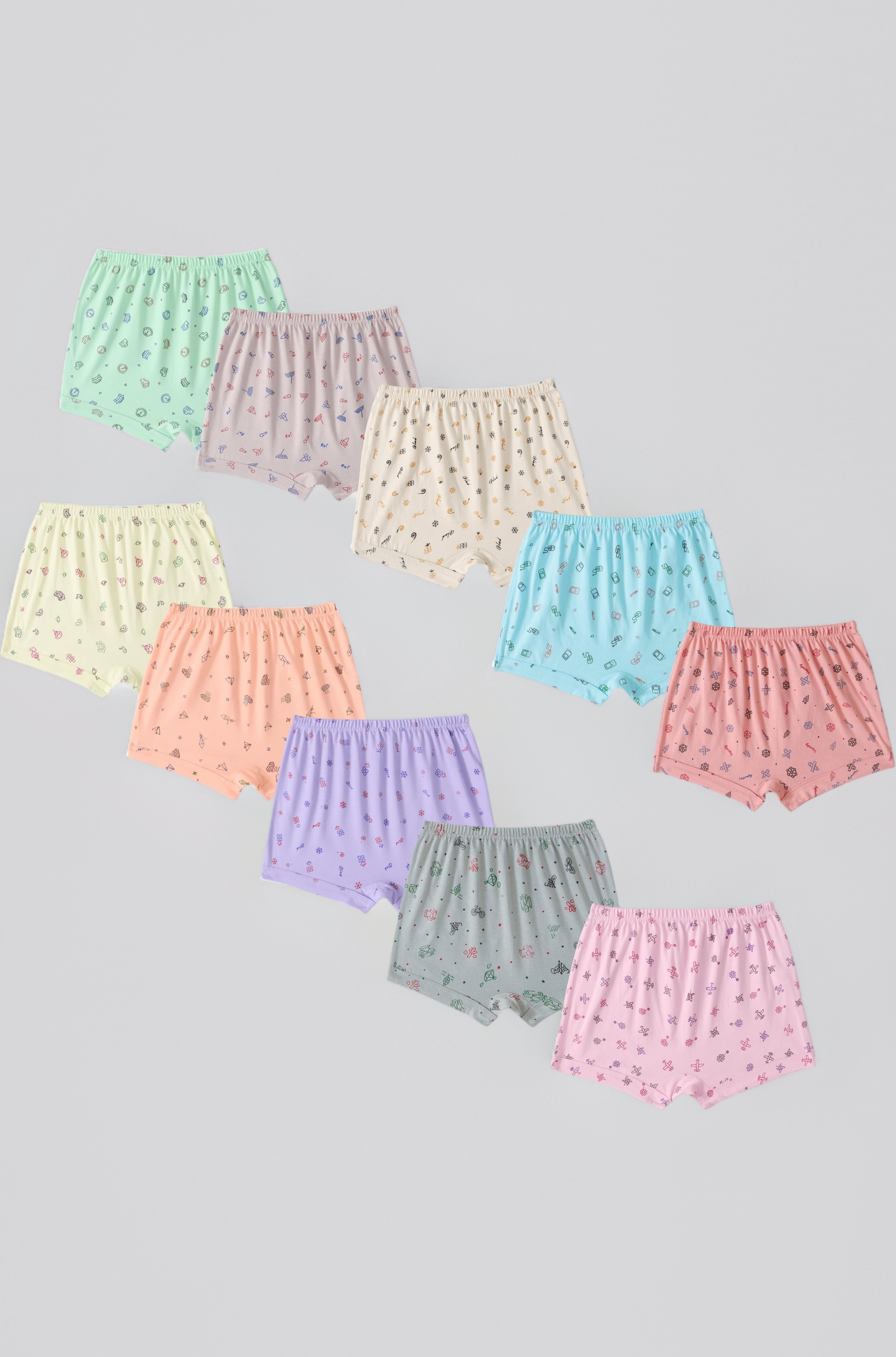 Lovely Unisex Boy's/Girl's Drawer Trunk | 10 PCS Printed Underwear | 100% Cotton Fabric for Comfort | Machine Washable | Ideal Gender-Neutral Design