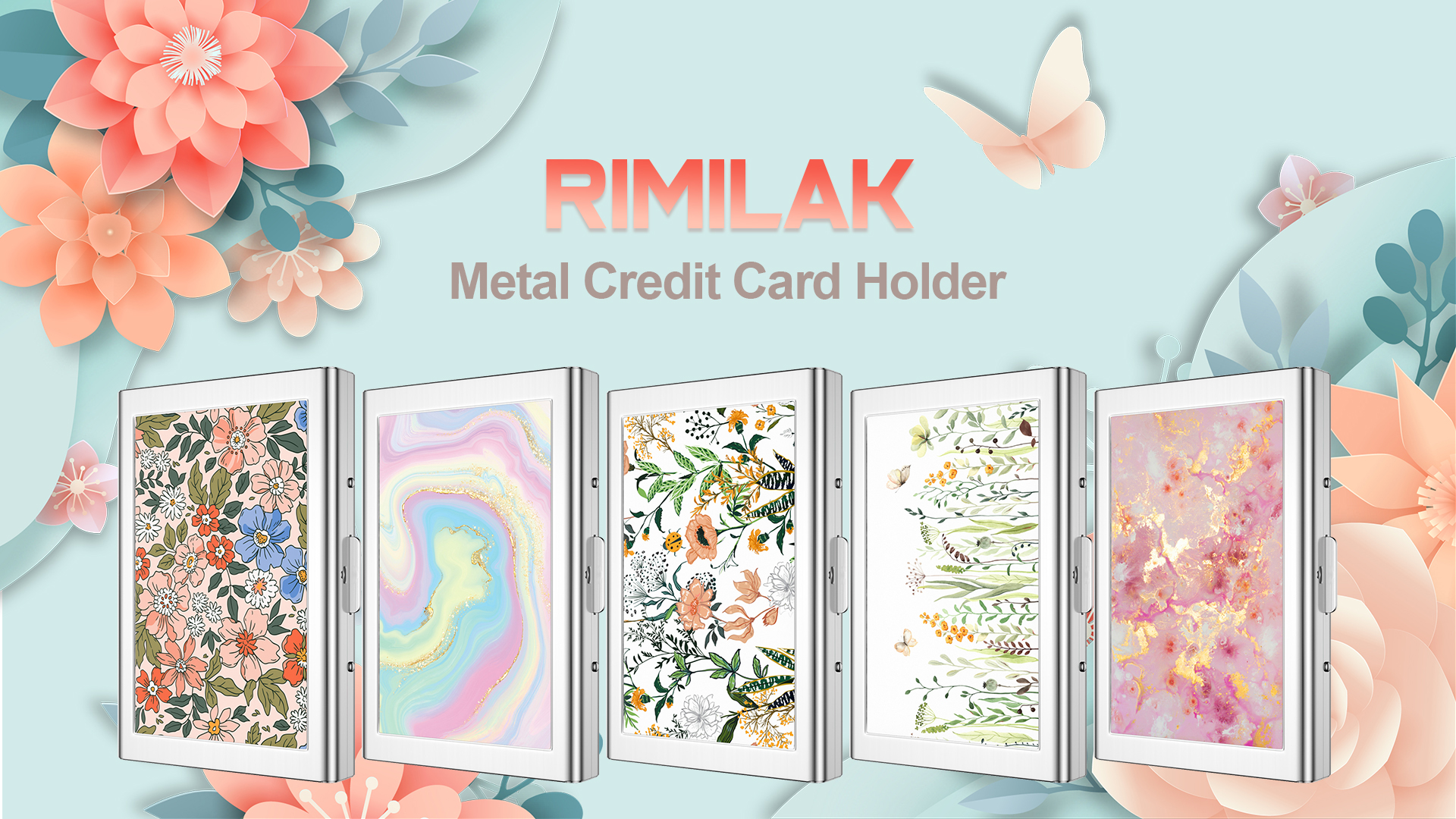 Rimilak Porta Carte RFID In Alluminio | Portafoglio Metallico Sottile Con 6 Slot | Antiscansione Per Uomo E Donna