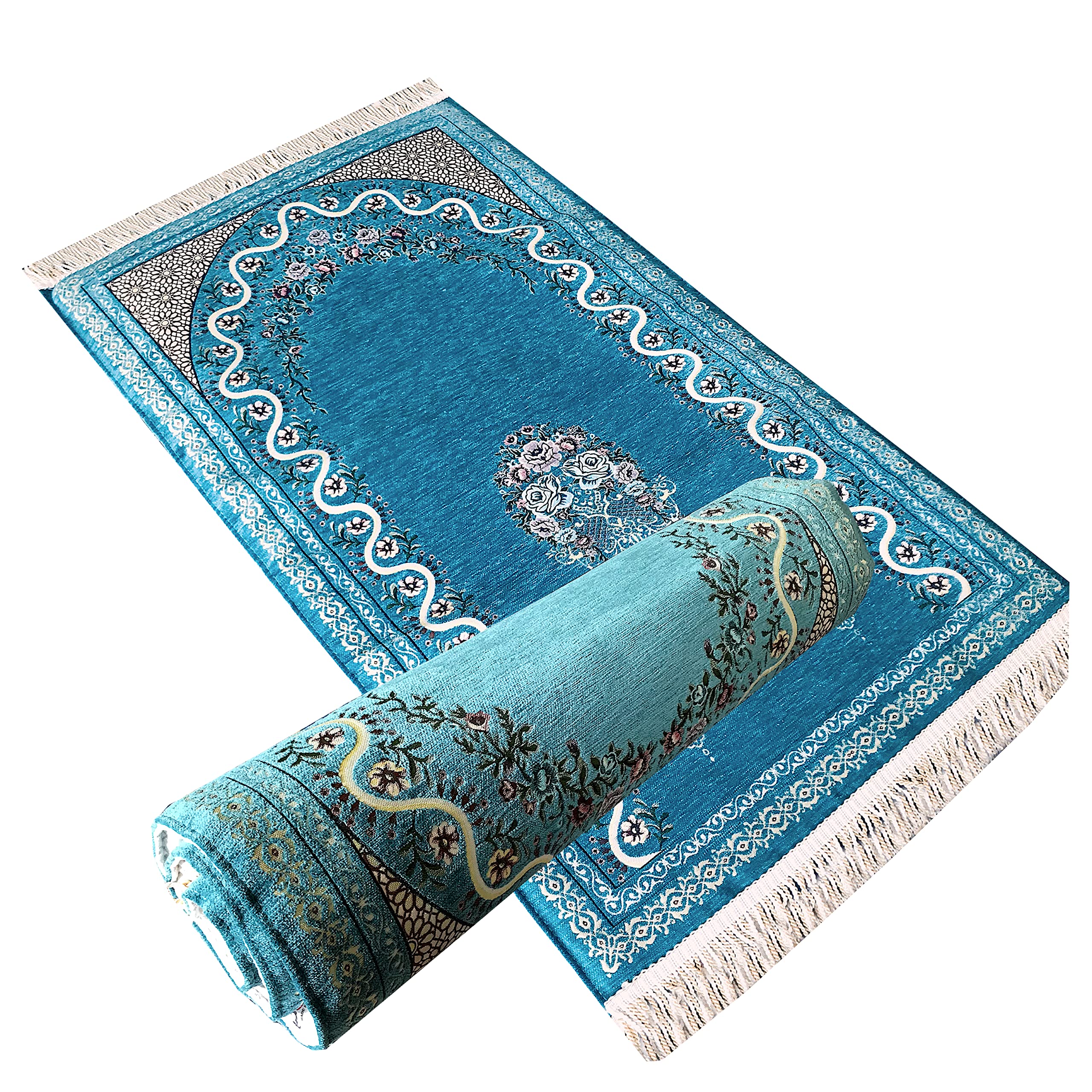 Tapis de prière rembourré épais brodé avec boîte cadeau Vert pistache 120 x 70 x 3 cm