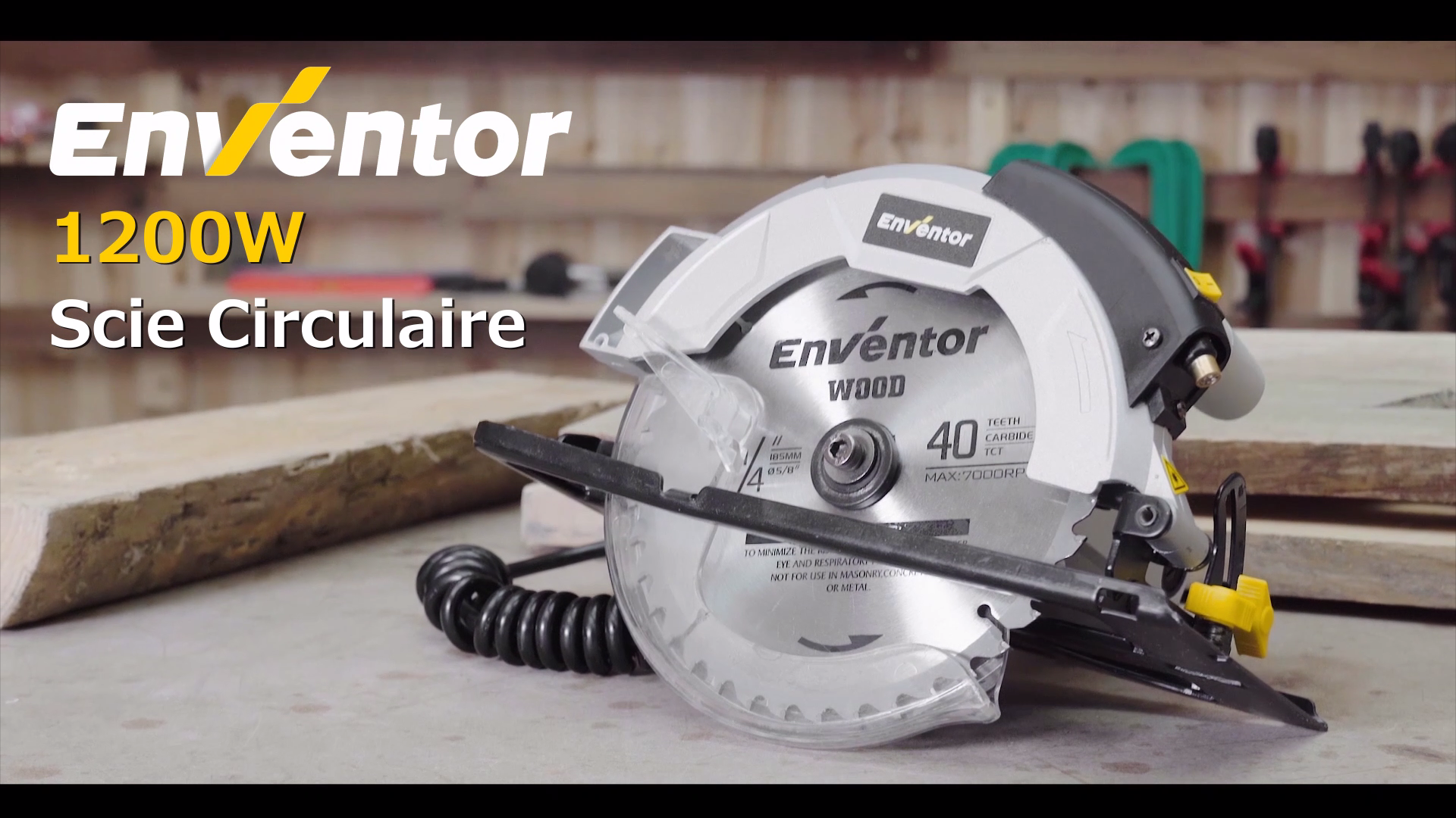 ENVENTOR Scie Circulaire 1200W Avec Rail Guidage - Lame 185mm Laser 2 Lames 24T 40T 5800RPM Bois Métal