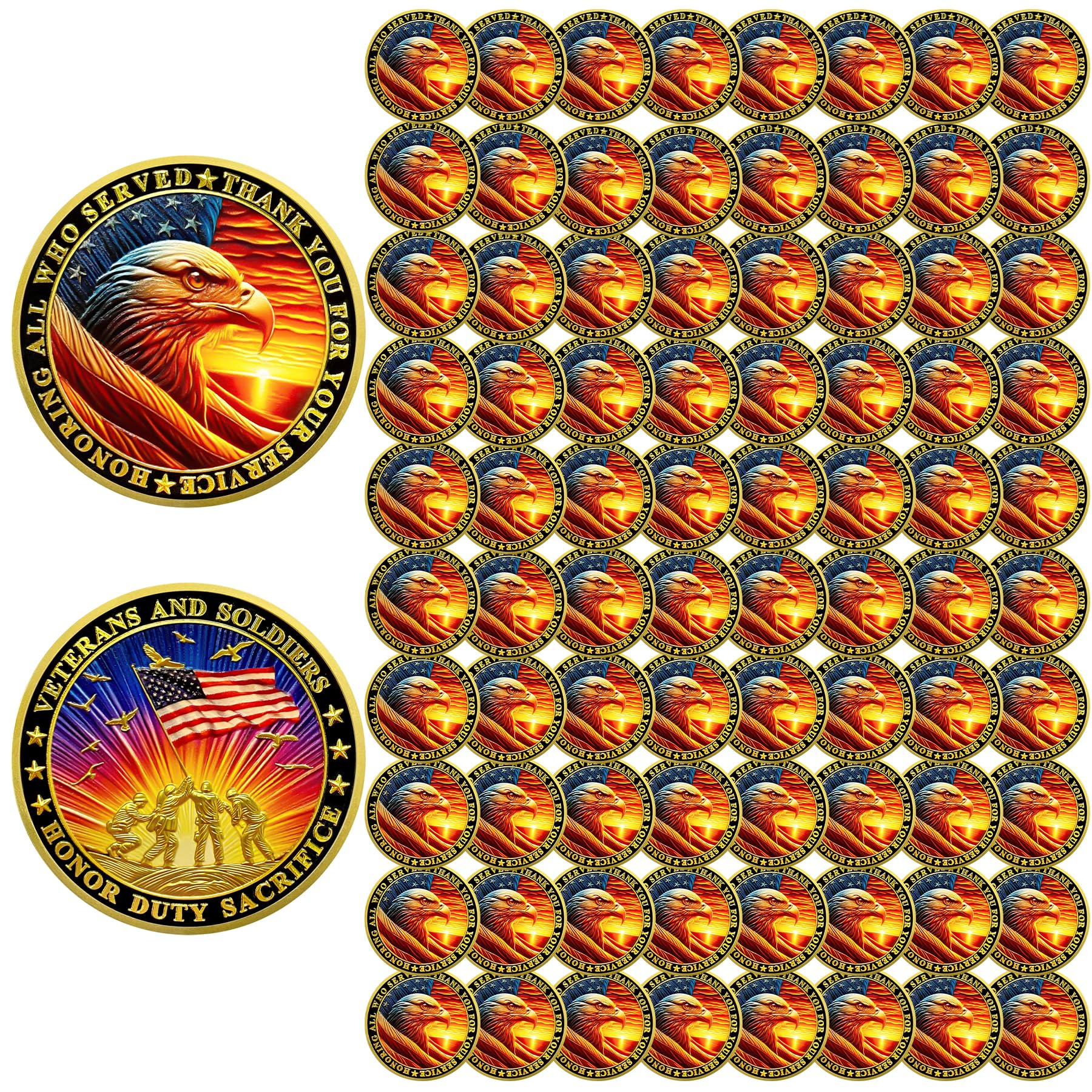 AtSKnSK 82 PCS Veterans Military Challenge Coin Honoring All Who Served Thank You for Your Service Coins Veteran Gifts Bulk