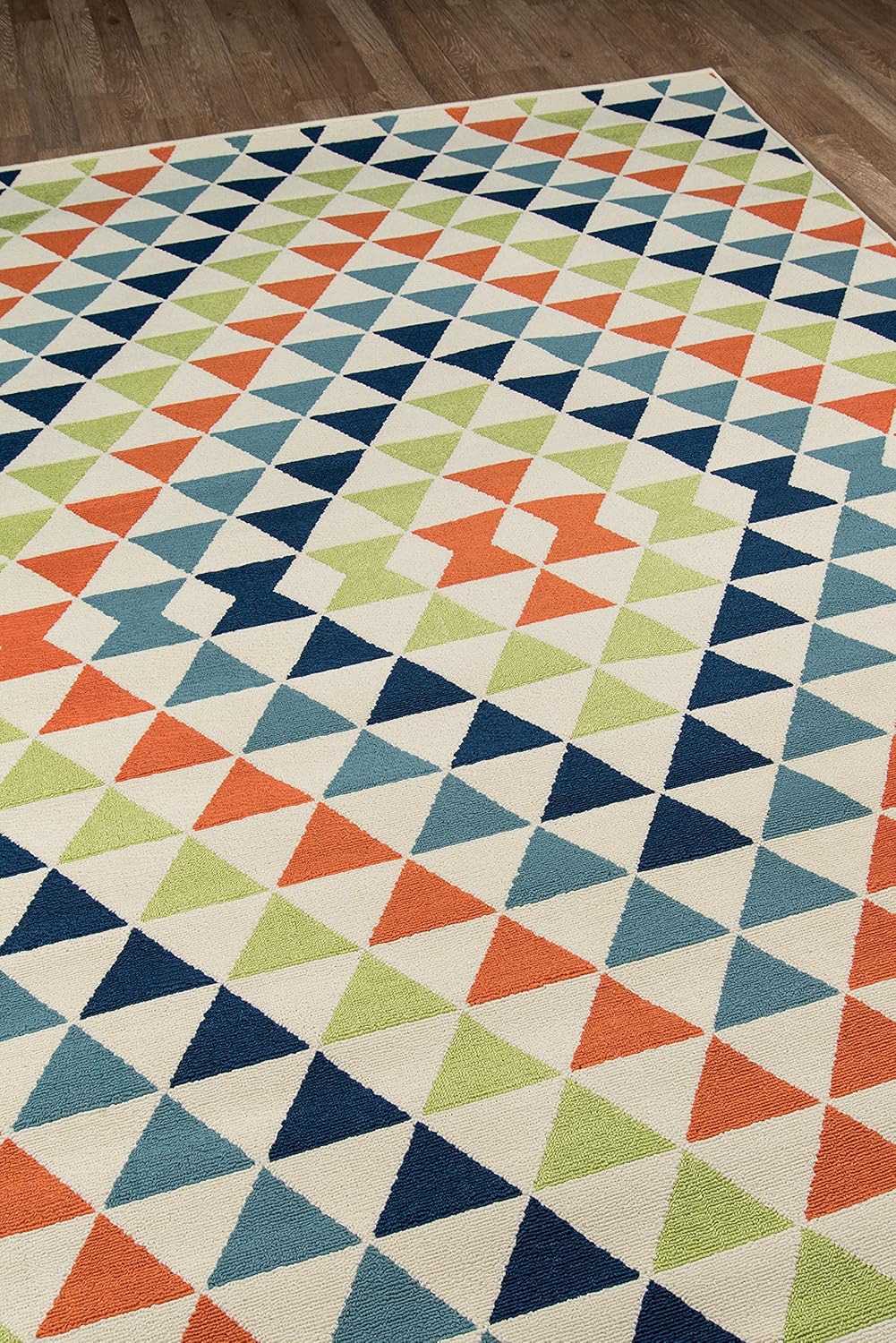 Multicolor Synthetic Flat-Woven 6'7" x 9'6" Outdoor Rug