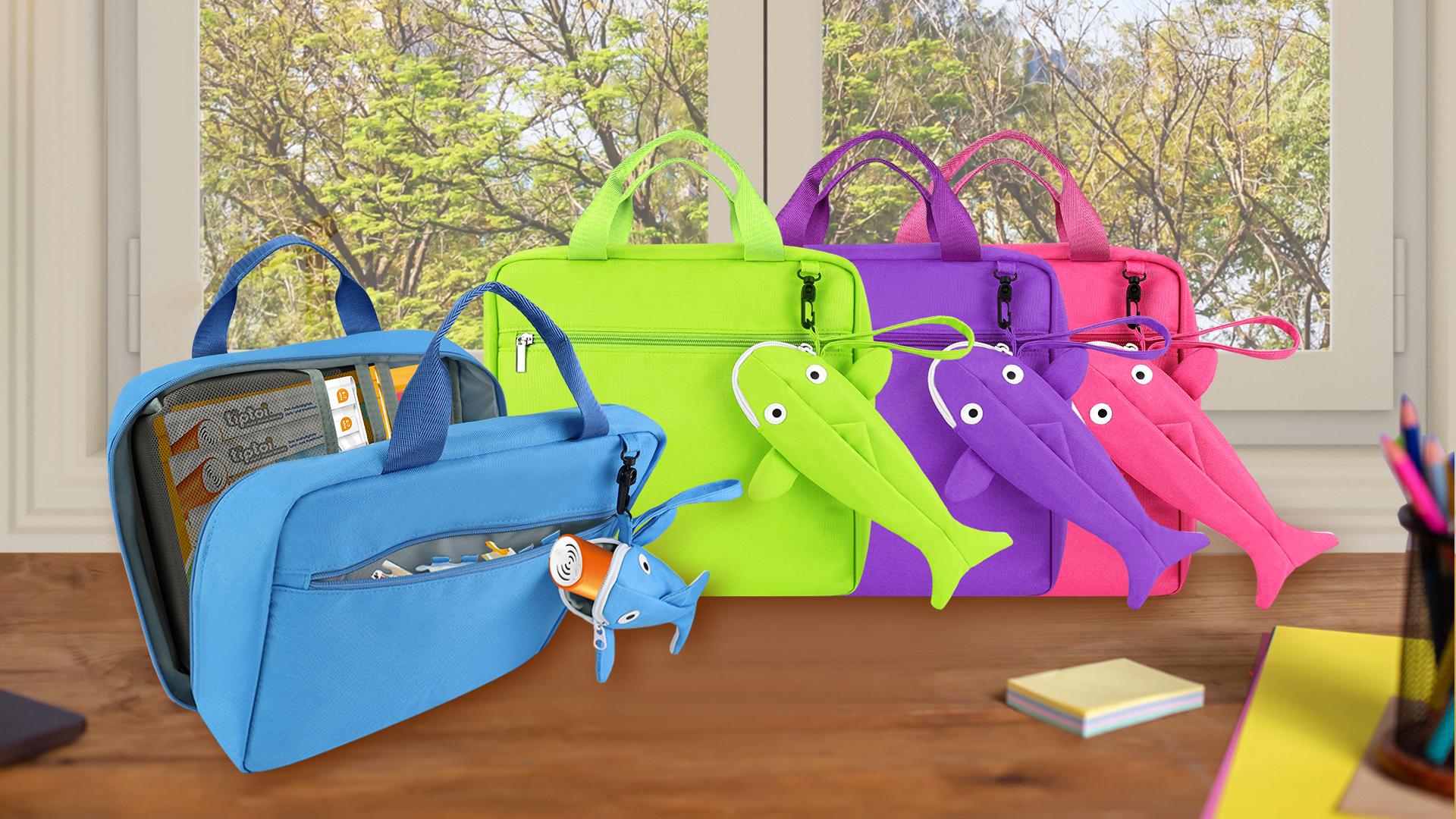 Sac De Rangement Tiptoi Annmore - Coffret Complet Avec Housse Baleine Amovible Pour Stylo, 6 Poches Pour 10-12 Livres, étanche Et Portable