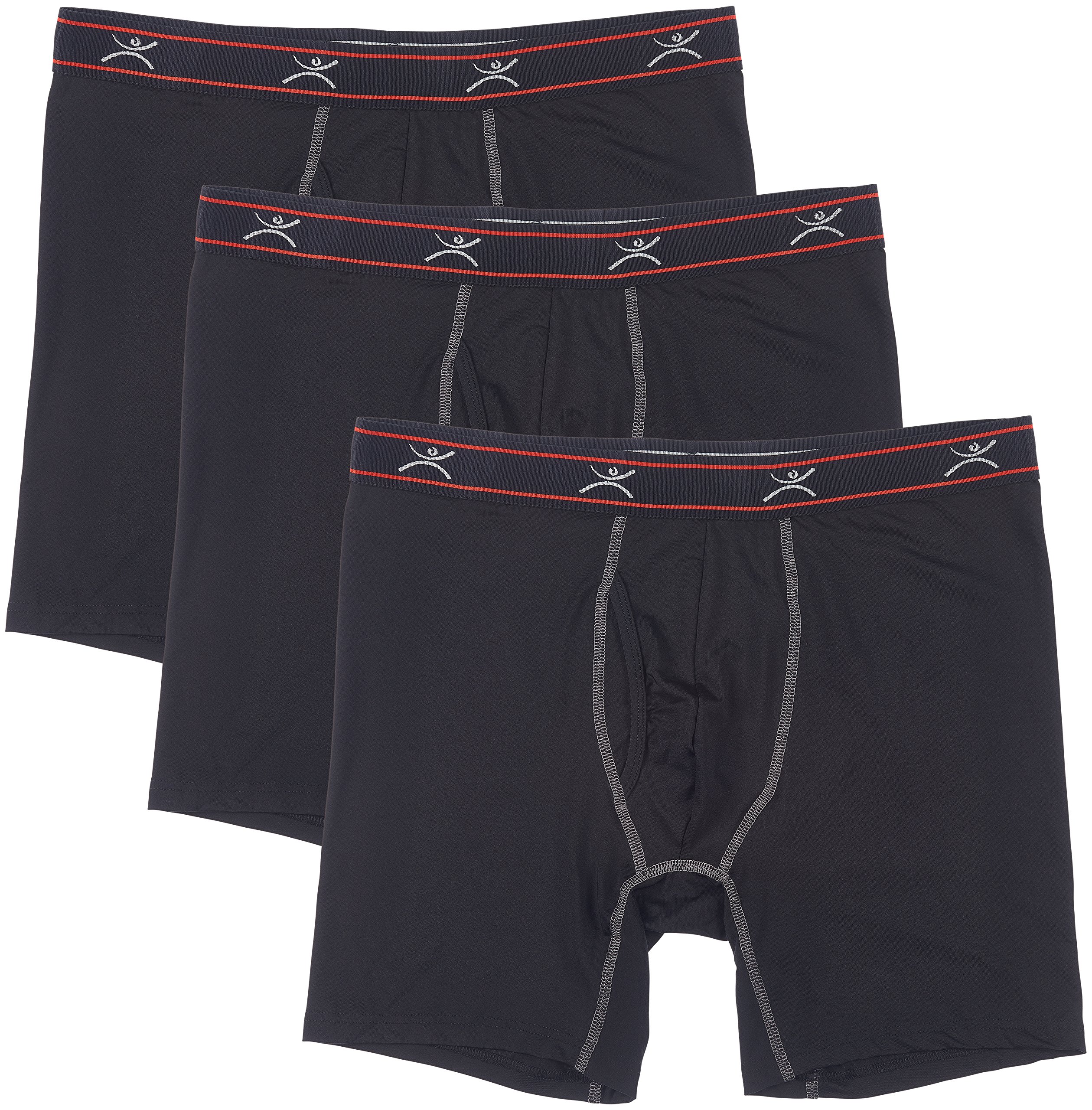 Terramar Men's Standard Silkskins TXO 6" Boxer Briefs, Black, Small / 28-30 Inches