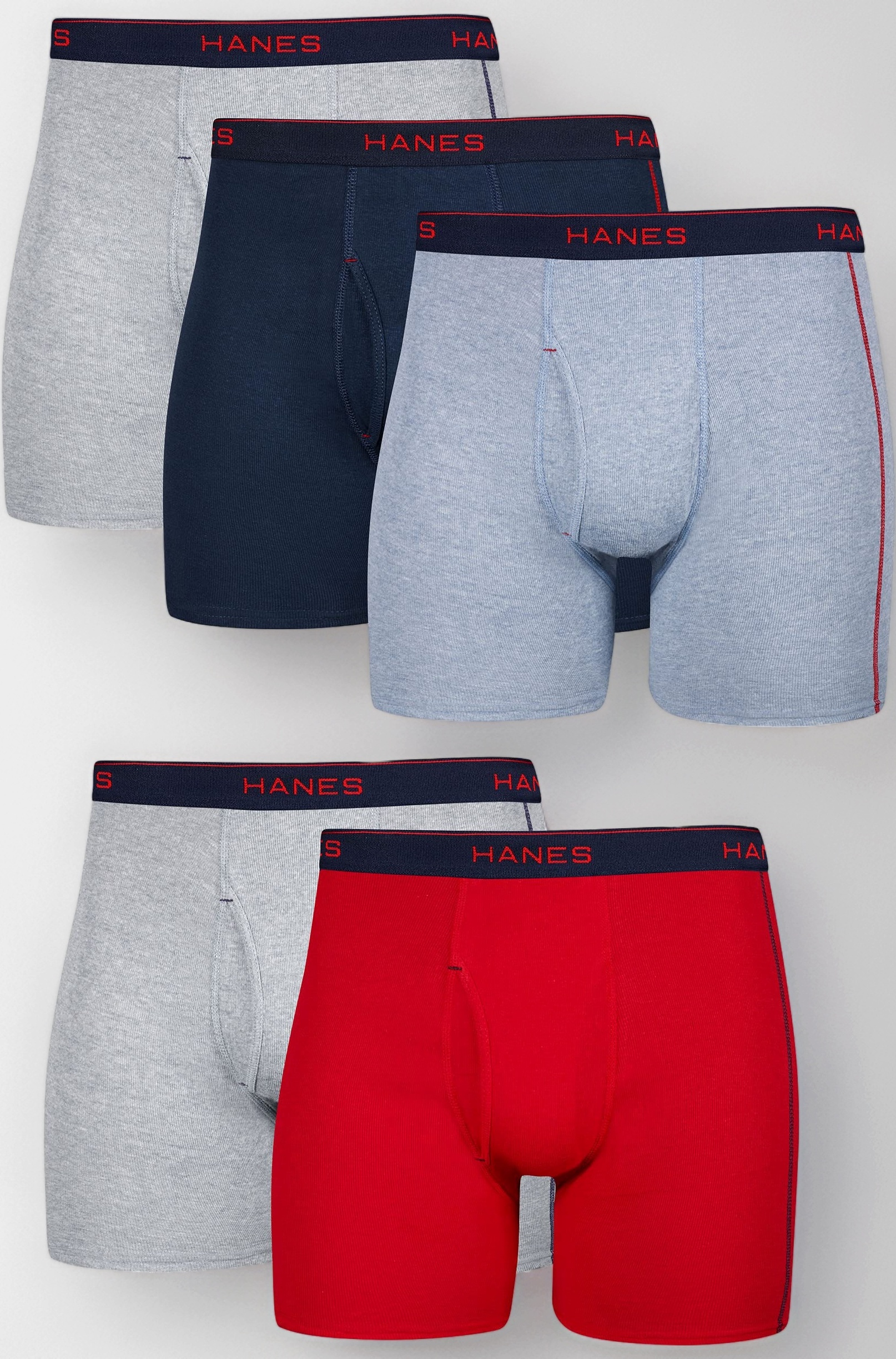 Hanes Men's 5-Pack Sports-Inspired Stripe Ringer Boxer Brief