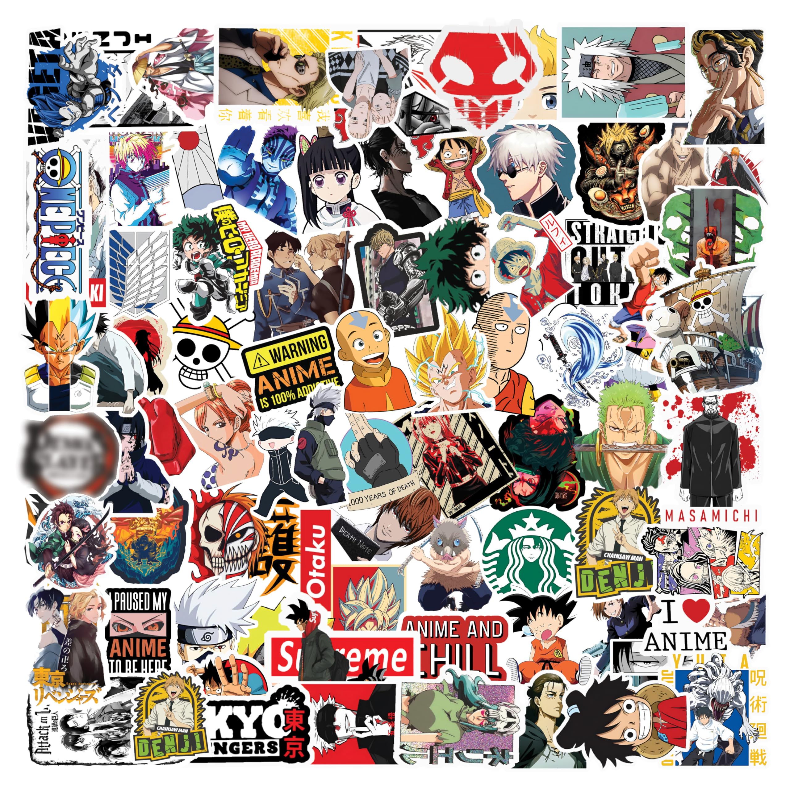 Pack of 102 Random Anime Aesthetic Vinyl Stickers for Laptop, Journal, Bike Helmet, Diary, Guitar, Mobile Case - Waterproof, self-adhesive, 3 inch