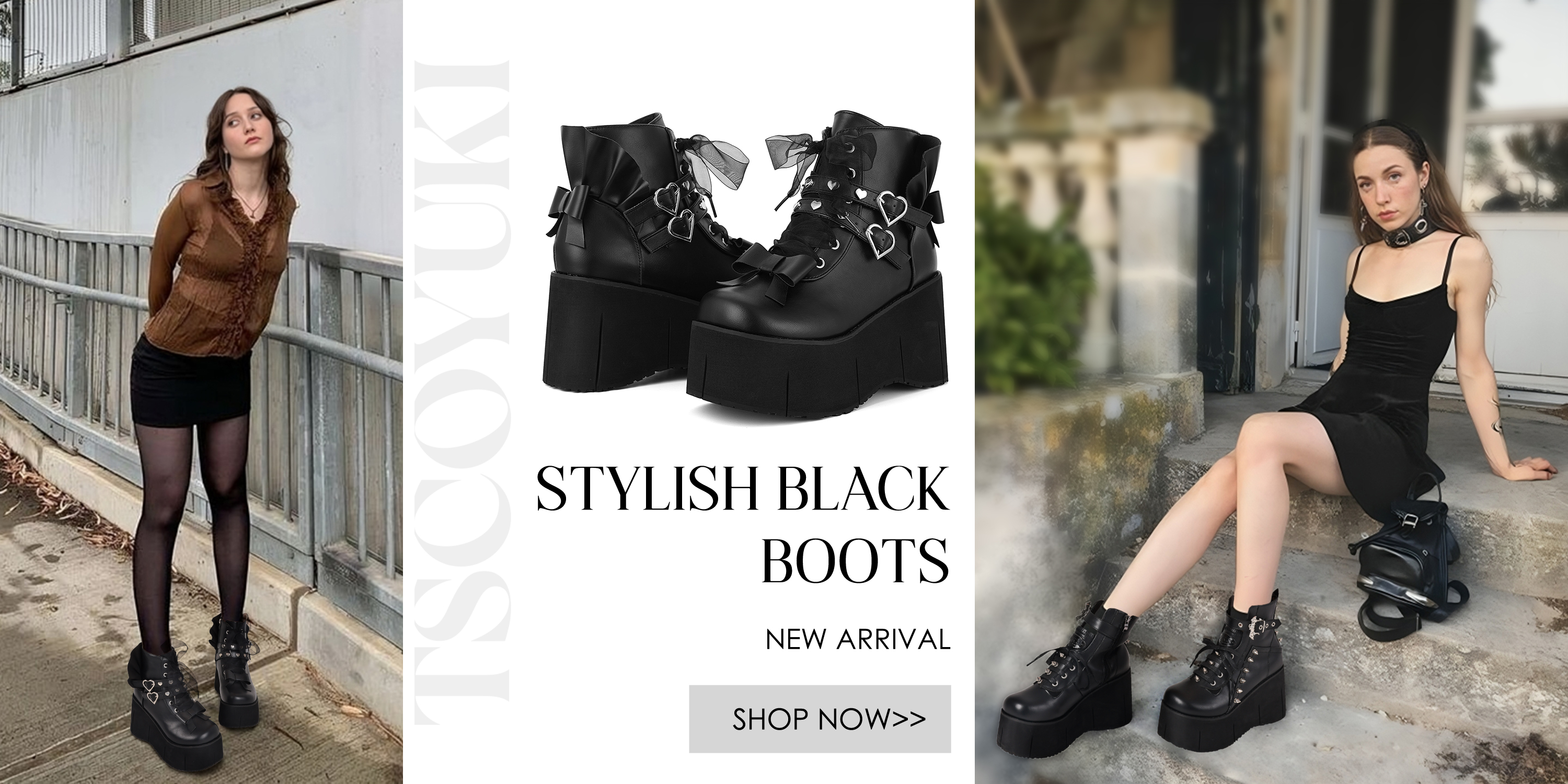 Amazon.com | Tscoyuki Platform Ankle Boots for Women Chunky High Heel  Booties Goth Round Toe Combat Boots Women Lace Up Motorcycle Wedges | Ankle  & Bootie