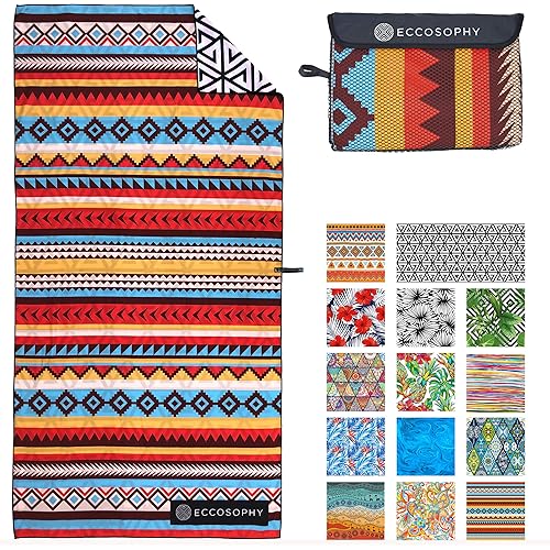 ECCOSOPHY Microfiber Beach Towel - Sand Free Towels are Quick Dry, Light Weight, Super Absorbent - Perfect Pool, Travel, Cruise, Camping Essentials - Oversized Extra Large for Adults 71x35 in