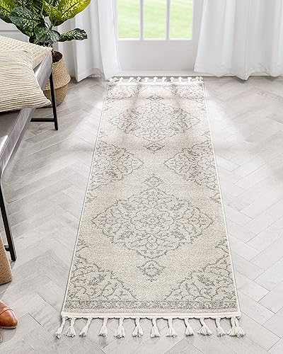 Well Woven Mira - Alfombra de pasillo con medallón oriental marrón beige (2 pies 3 pulgadas x 7 pies 3 pulgadas)