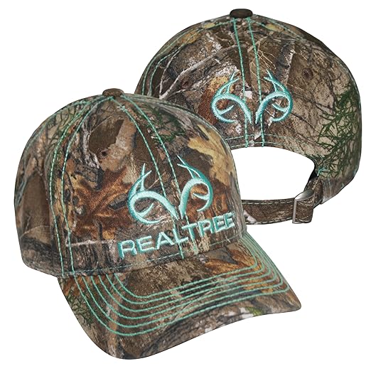 Realtree Teal Blue Green Logo Camo Cap (RT Edge) Ladies Fit Low