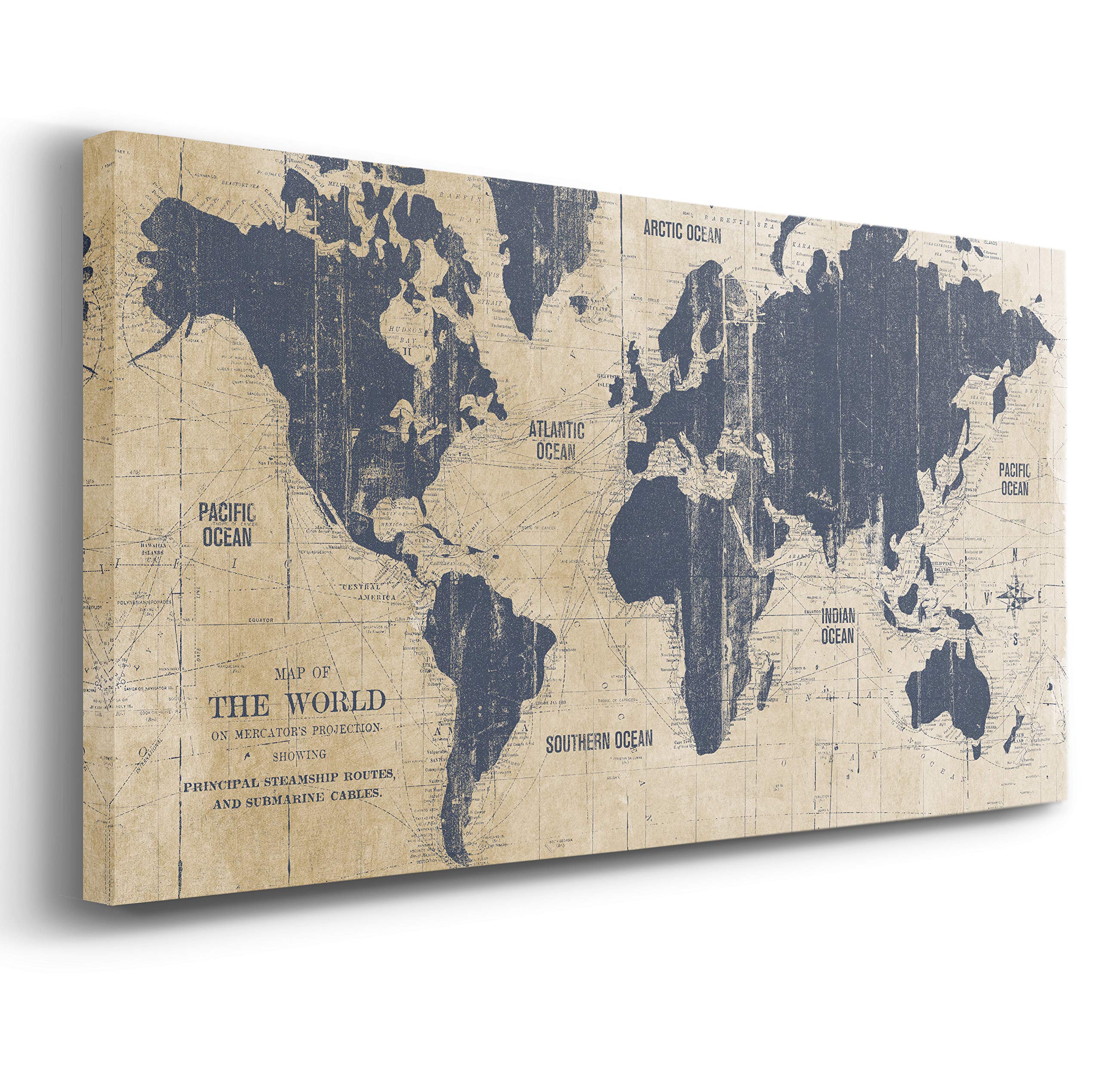 Amazon.com: Old World Map Antique Blue Pictures Modern