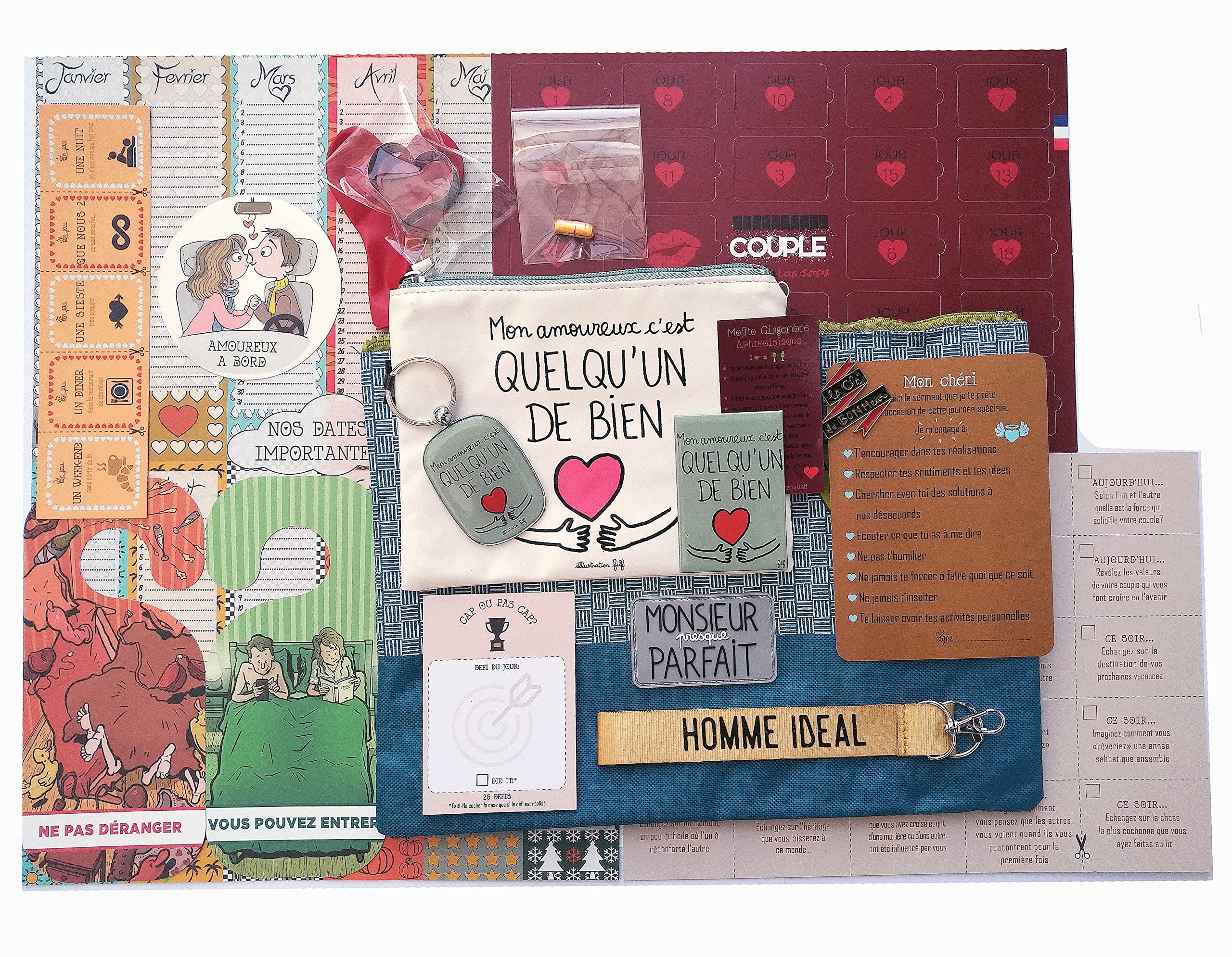 Coffret "Je t'aime " | 25 Petites Surprises pour Couple | Défis Romantiques, Bons d'Amour, Serments | Idée Cadeau Amoureux Originale
