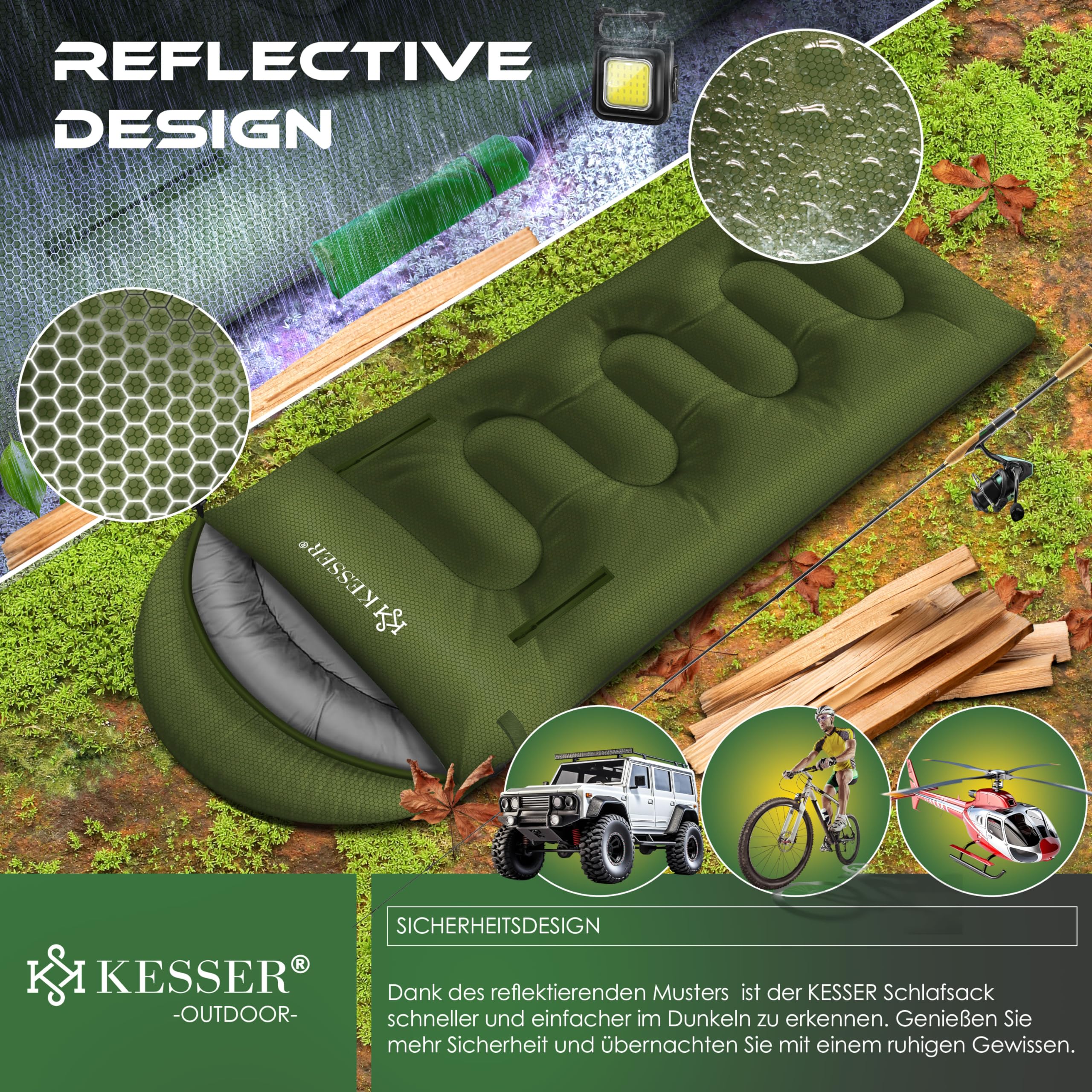KESSER® Outdoor Slaapzak - voor volwassenen en kinderen - Antraciet
