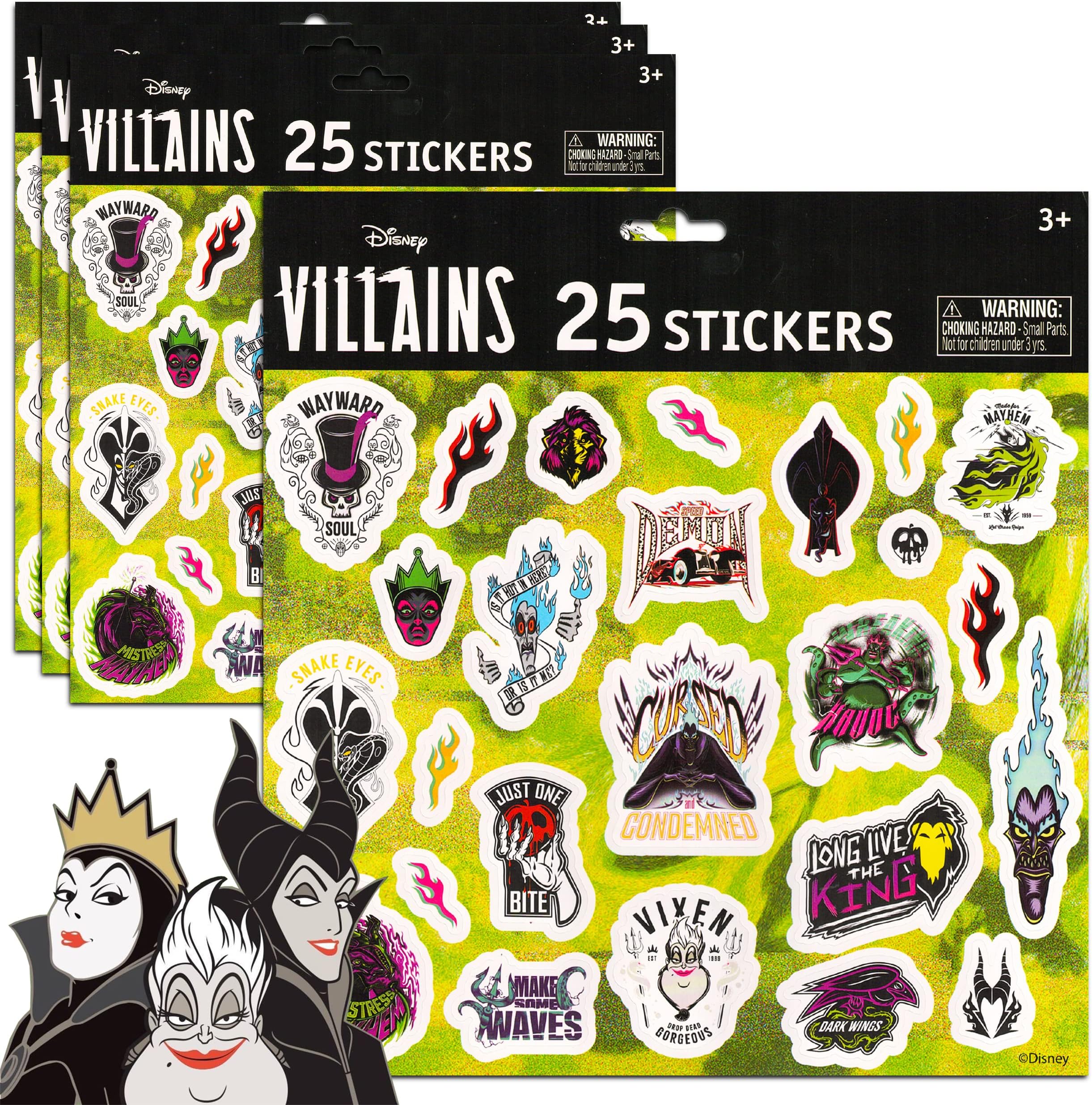 Disney Shop Villains Stickers Party Favors Bundle ~ 100 Villains Stickers Featuring Maleficent, Ursula, The Evil Queen and More ( Villains Party Supplies)