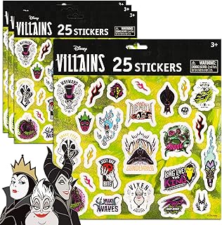 Disney Villains Stickers Party Favors Bundle ~ 100 Disney Villains Stickers Featuring Maleficent, Ursula, The Evil Queen and More (Disney Villains Party Supplies)