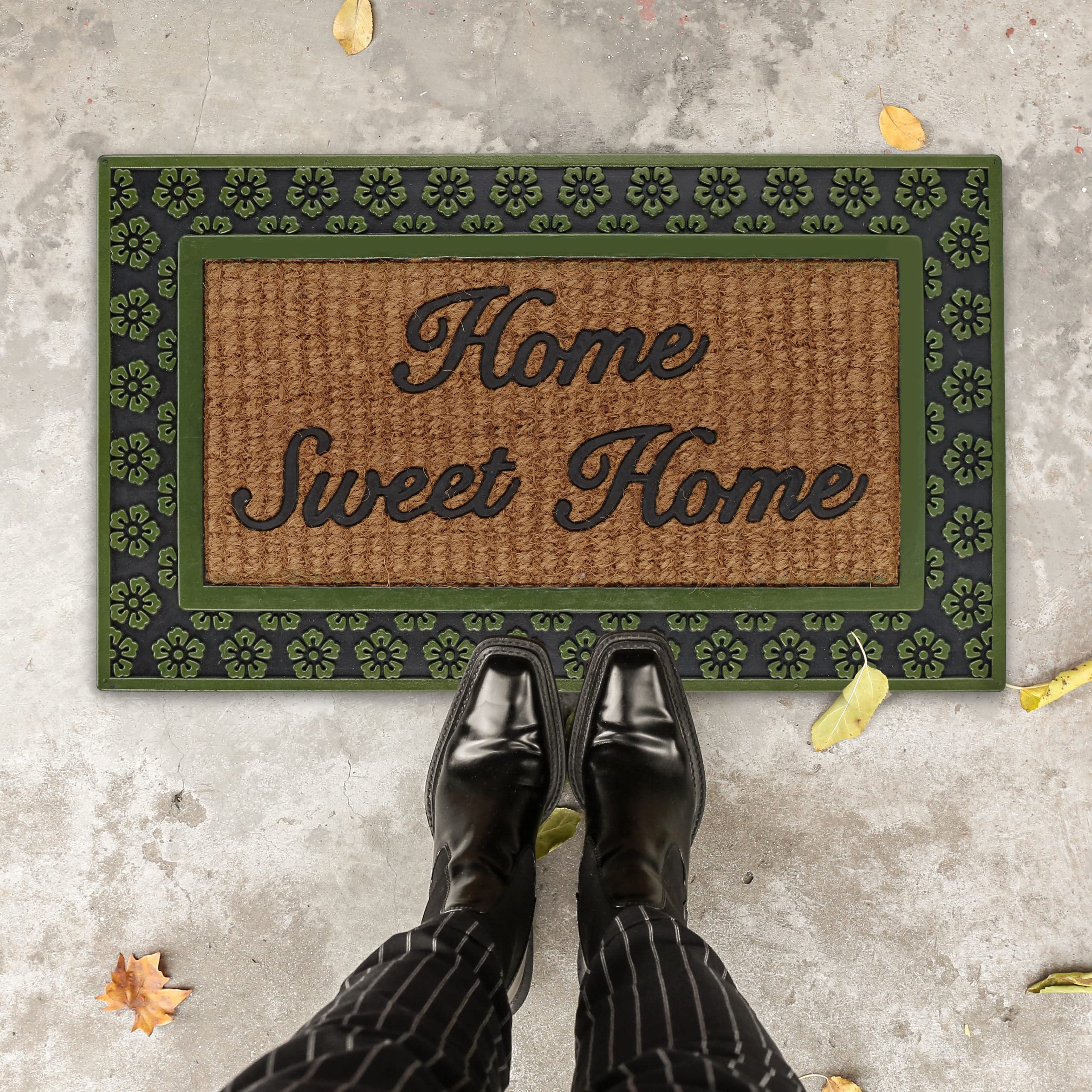 Relaxdays Zerbino Semicircolare, 75 X 45 Cm, Fibra Cocco Tappetino Da Ingresso Gomma Design 650052