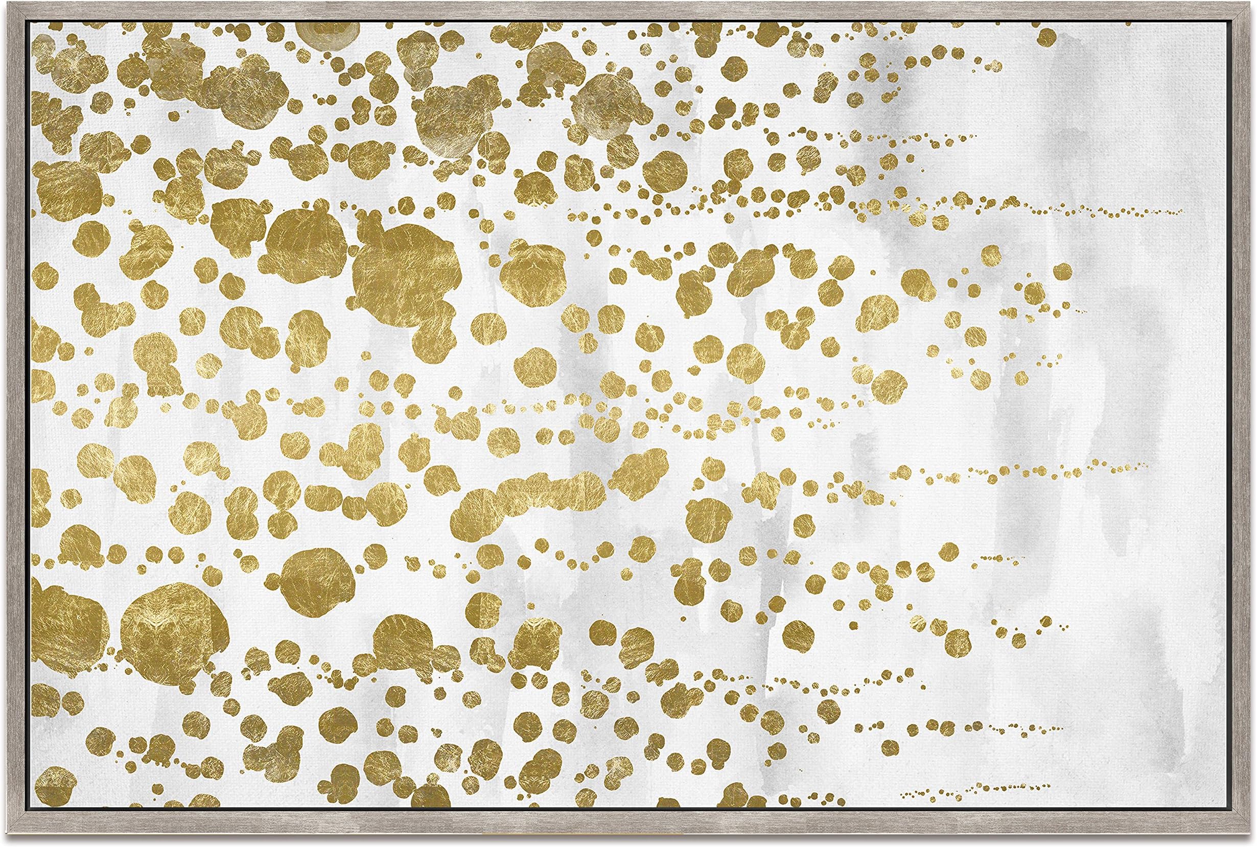 Wynwood Studio 19438.CH_36x24_CANV "Gradual Gold" Foil Canvas Framed Art Wall Art, Beige, Gold, 36x24