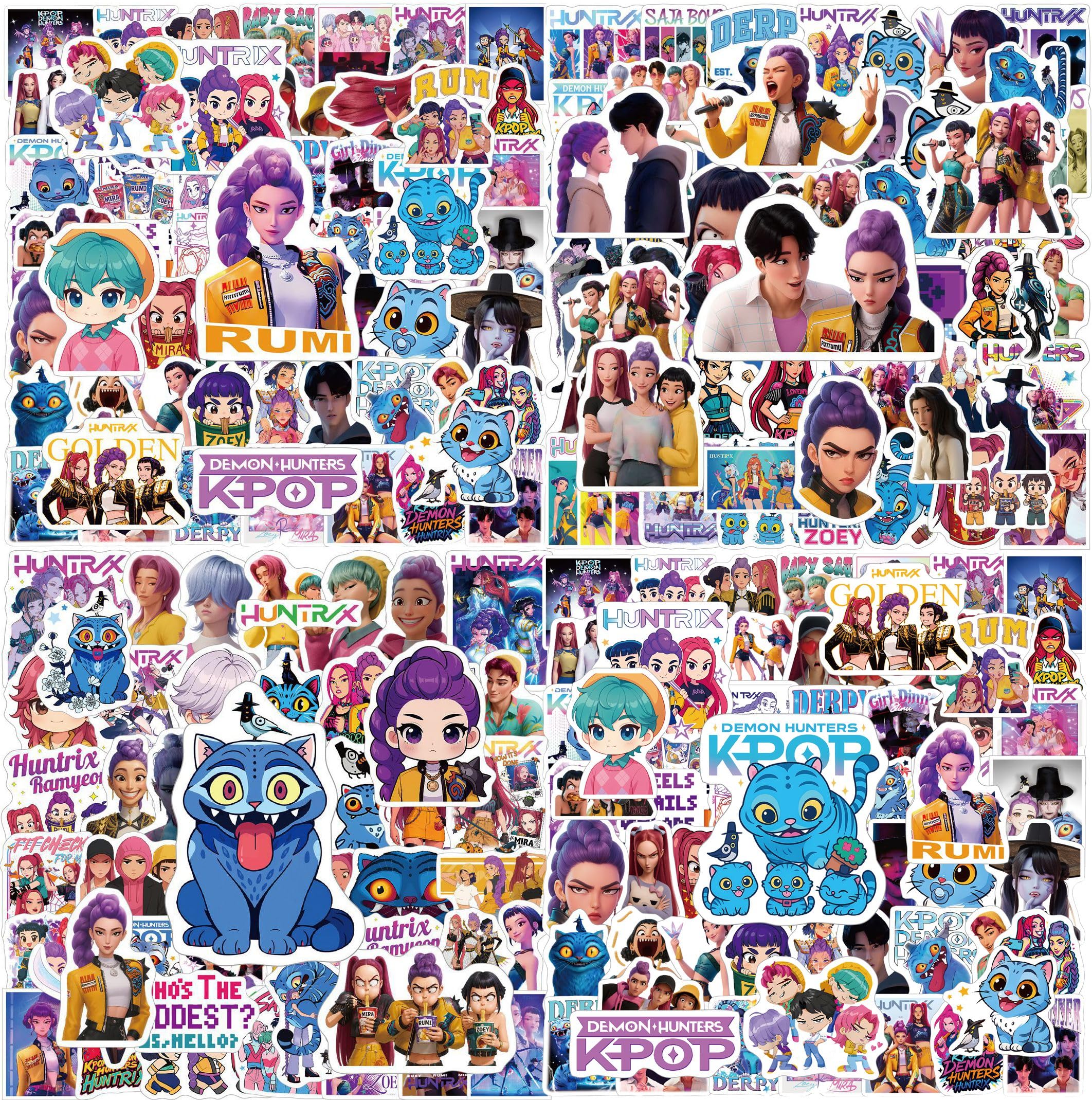 Photo 1 of 300Pack Demon Stickers Hunter, Cute Kawaii Girl Group Decal Pack for Laptop, Phone, Water Bottle - Aesthetic Stickers for Journal, Tablet, Skateboard