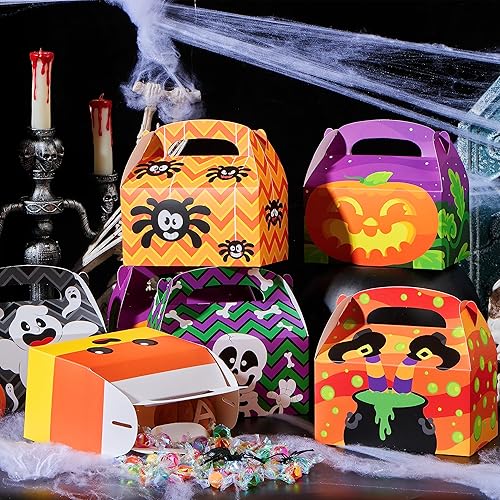 Miniatura 6 de JOYIN 24 cajas de cartón 3D de Halloween, cajas de dulces, bolsas de golosinas para dulce o truco, pasteles de vacaciones, cupcakes, suministros de