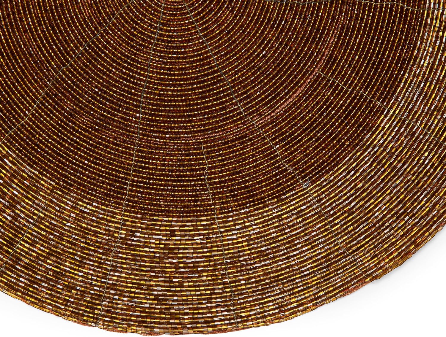 Lightnpro Beaded Placemats Set of 4-13 Inch Round Decorative Table Chargers Plates - Rustic Farmhouse Handmade Glitz Table Mats for Dining Table, Holiday Parties, Wedding & Home Décor - Coffee