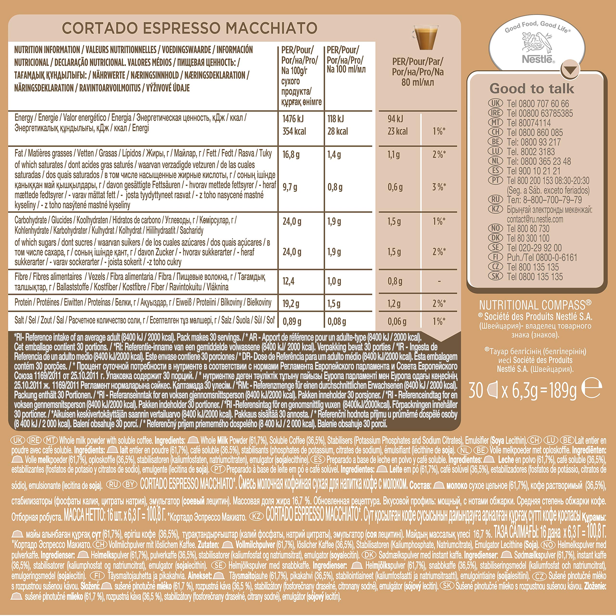 Dolce Gusto NESCAFÉ Cortado - x3 pack de 30 cápsulas - Total: 90 cápsulas & NESCAFÉ Café con Leche o - x3 pack de 30 cápsulas - Total: 90 cápsulas
