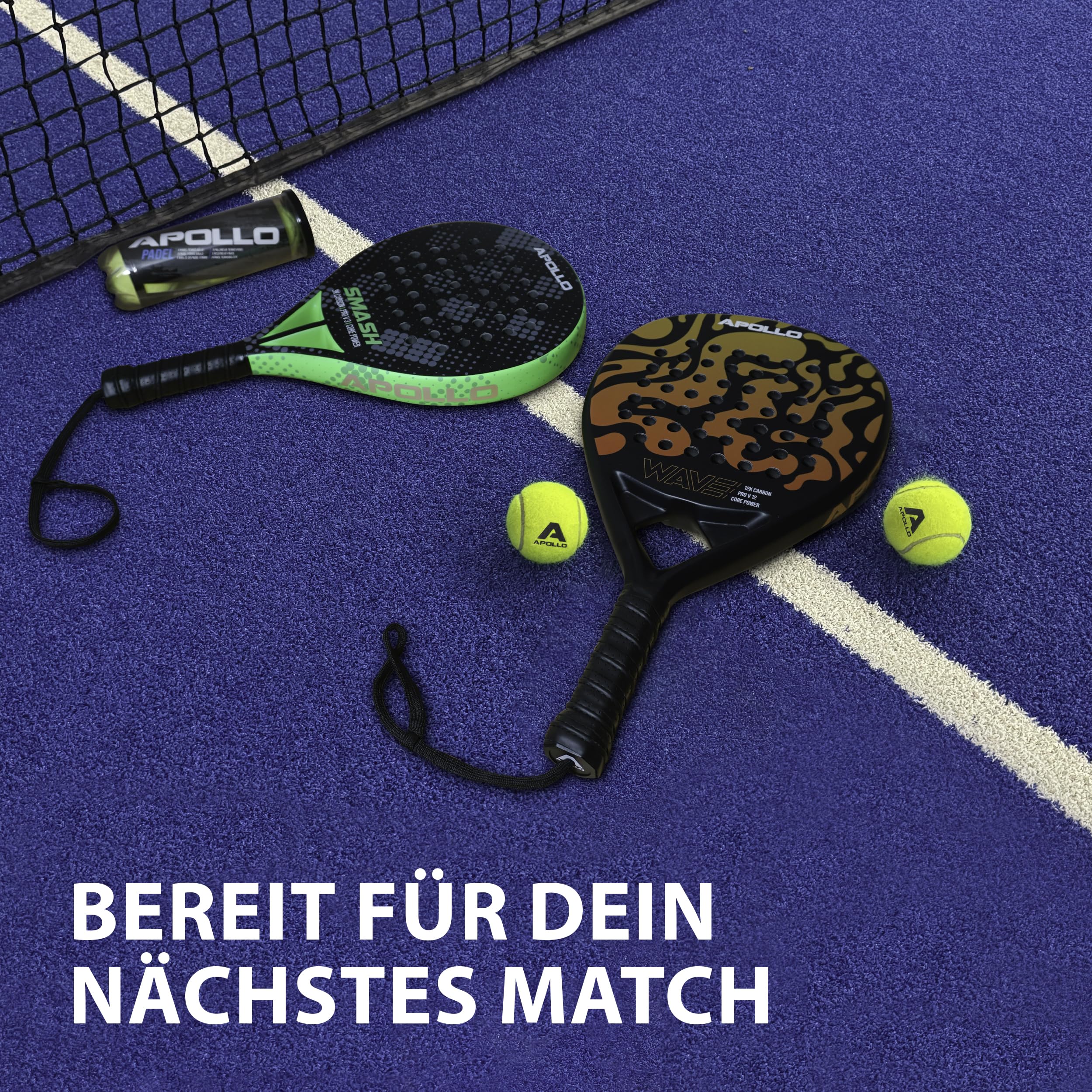 Apollo Padelschläger 3K 12K Carbon 365g Damen Herren Anfänger Fortgeschrittene