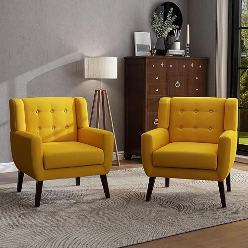 Miniatura 47 de UIXE Silla de Acento Floral, Sillón Moderno Tapizado en Tela para Sala de Estar, Cómodas Sillas de Club con Brazos Sofá Individual con Botones