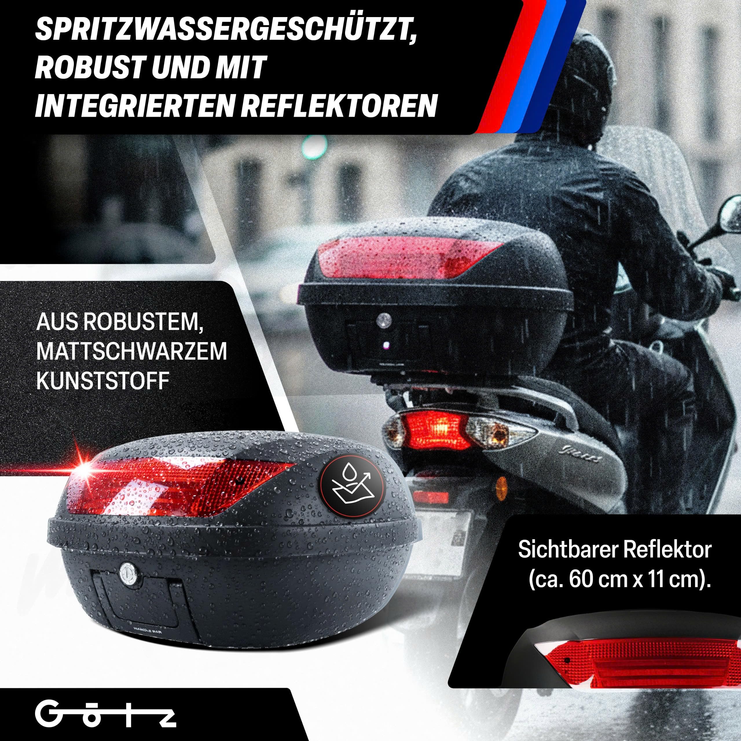 Götz Topcase XXL Motorradkoffer passend 2 Helme Top case 52L Roller Motorrad Quad