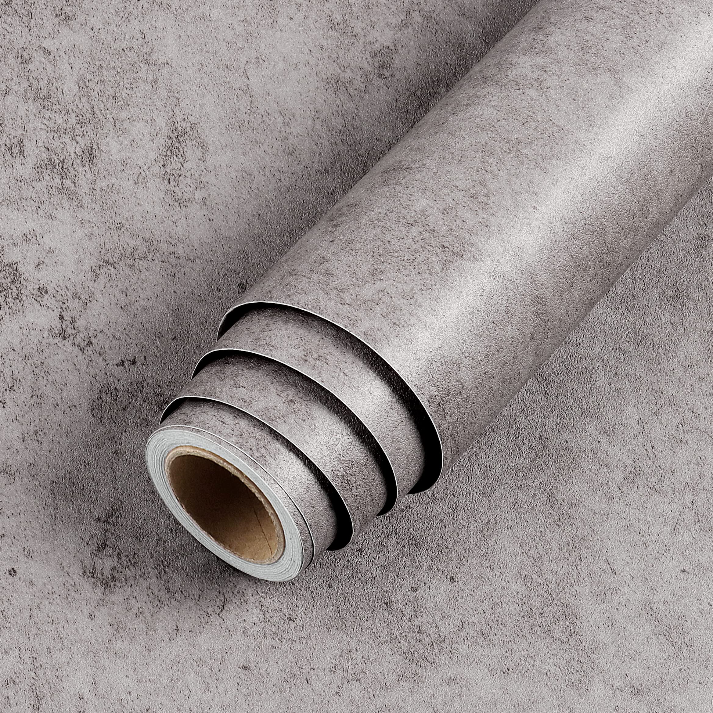 LaCheery 24"x160" Thick Grey Concrete Wallpaper Peel and Stick Modern