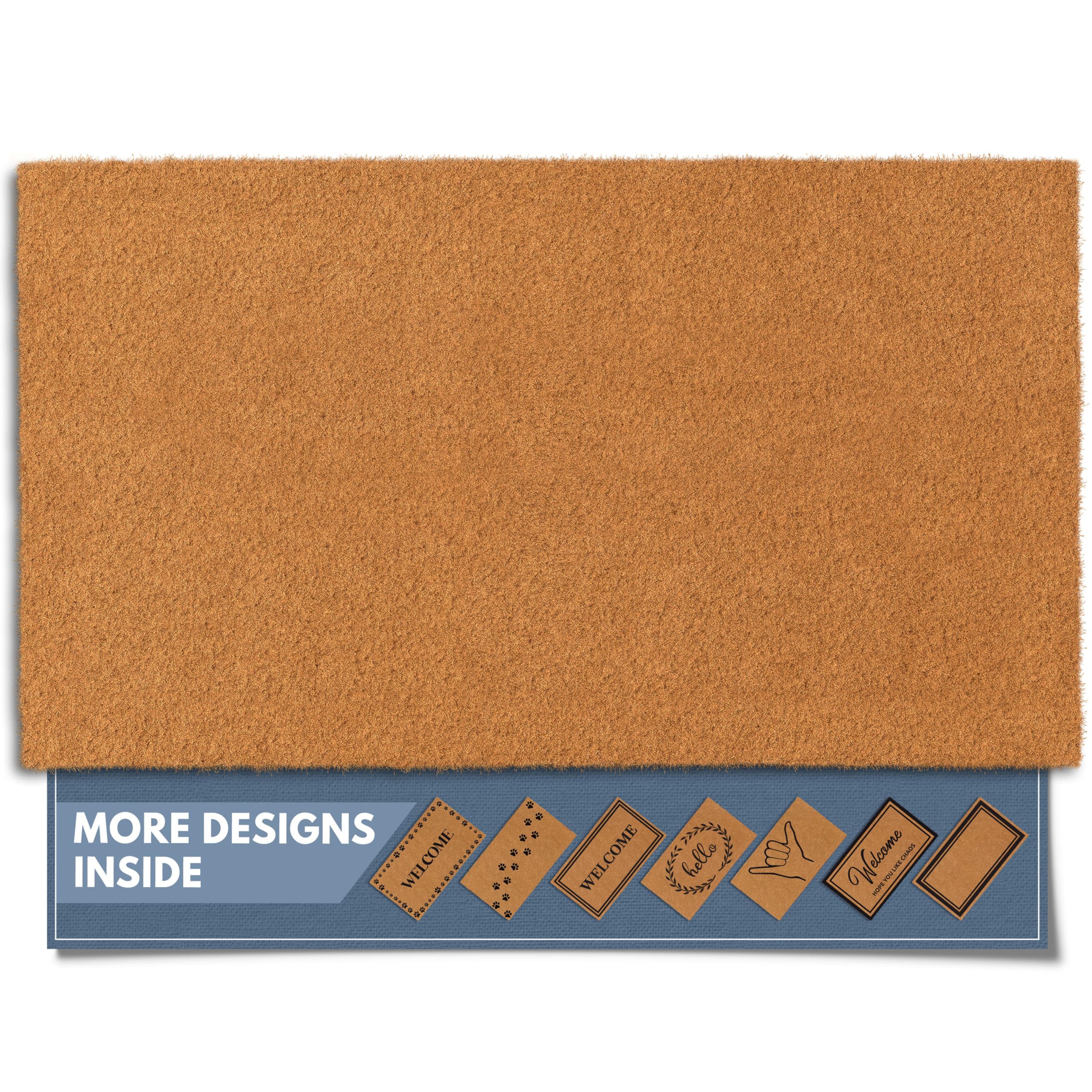 Barnyard Designs Natural Coco Coir Heavy Duty Backing Doormat - Large Cute Non-Slip Front Door Welcome Mat for Outside Entrance or Porch Entry, Brown (17x30, Plain Brown)