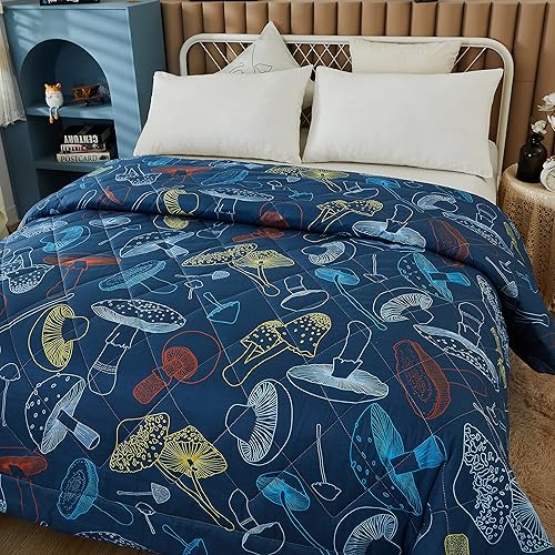 Miniatura 4 de Colorido patrón cuadrado a cuadros 100% algodón relleno tela tamaño King edredón ligero poligonal moderno reversible multicolor naranja azul blanco