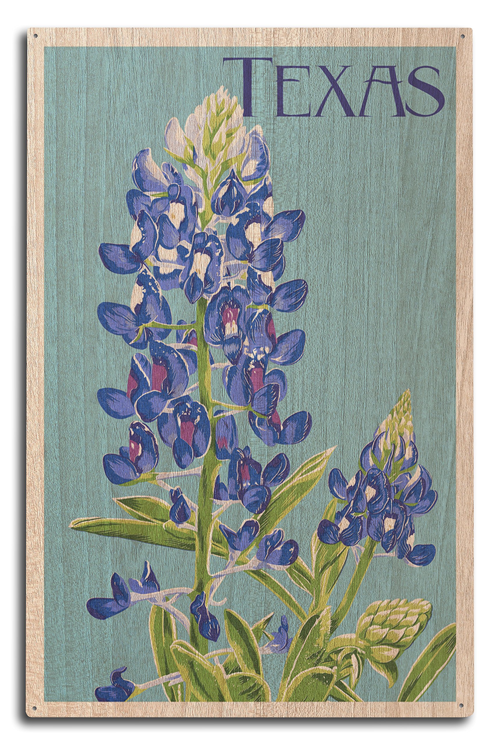 Texas - Bluebonnet - Letterpress 10 x 15 Wood Sign Multi LANT-54966-10x15W